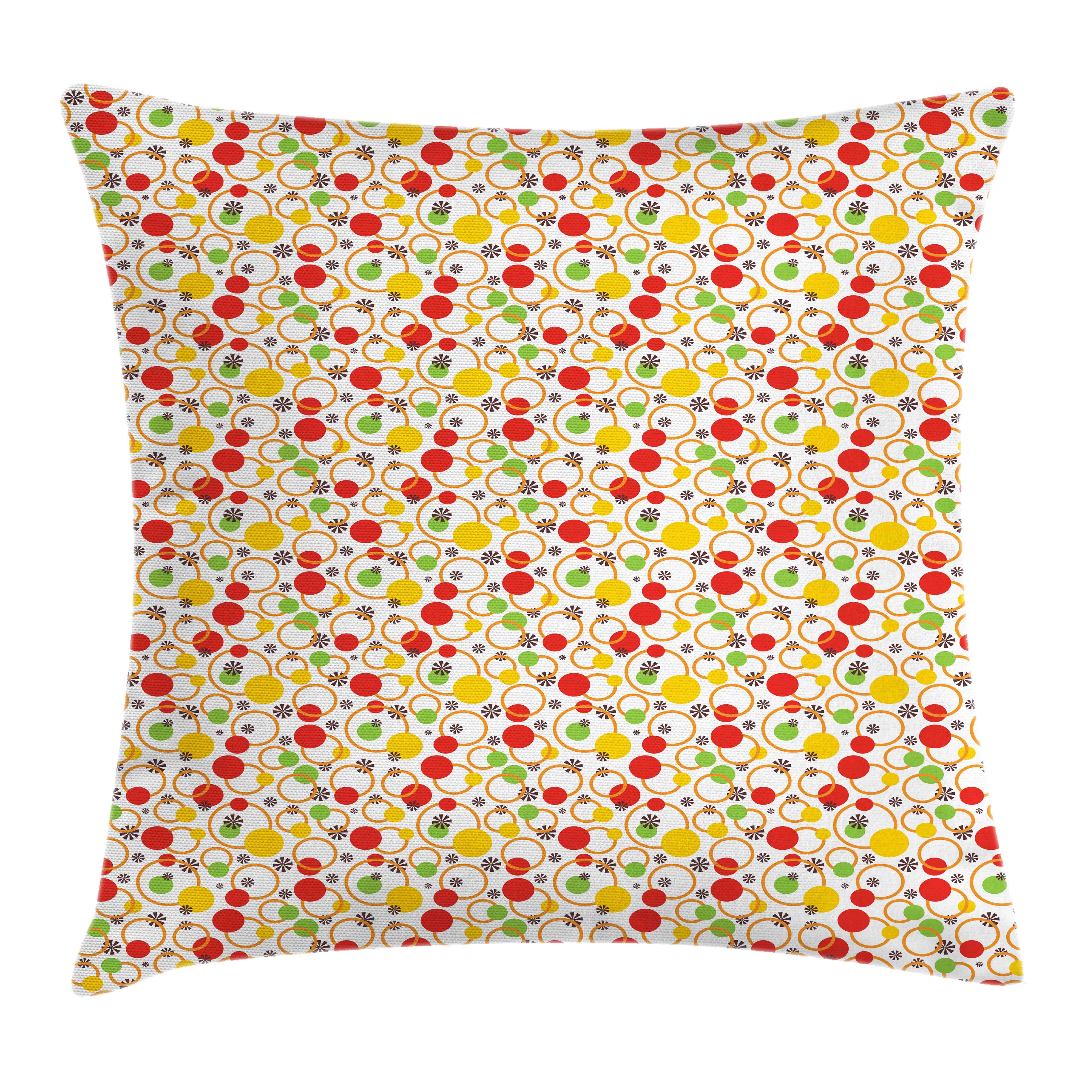 Kissenbezüge Reißverschluss Kissenhülle mit Farbfesten Dots Kreise Design (1 Beidseitiger Abakuhaus Farben Druck, Bunt Stück)
