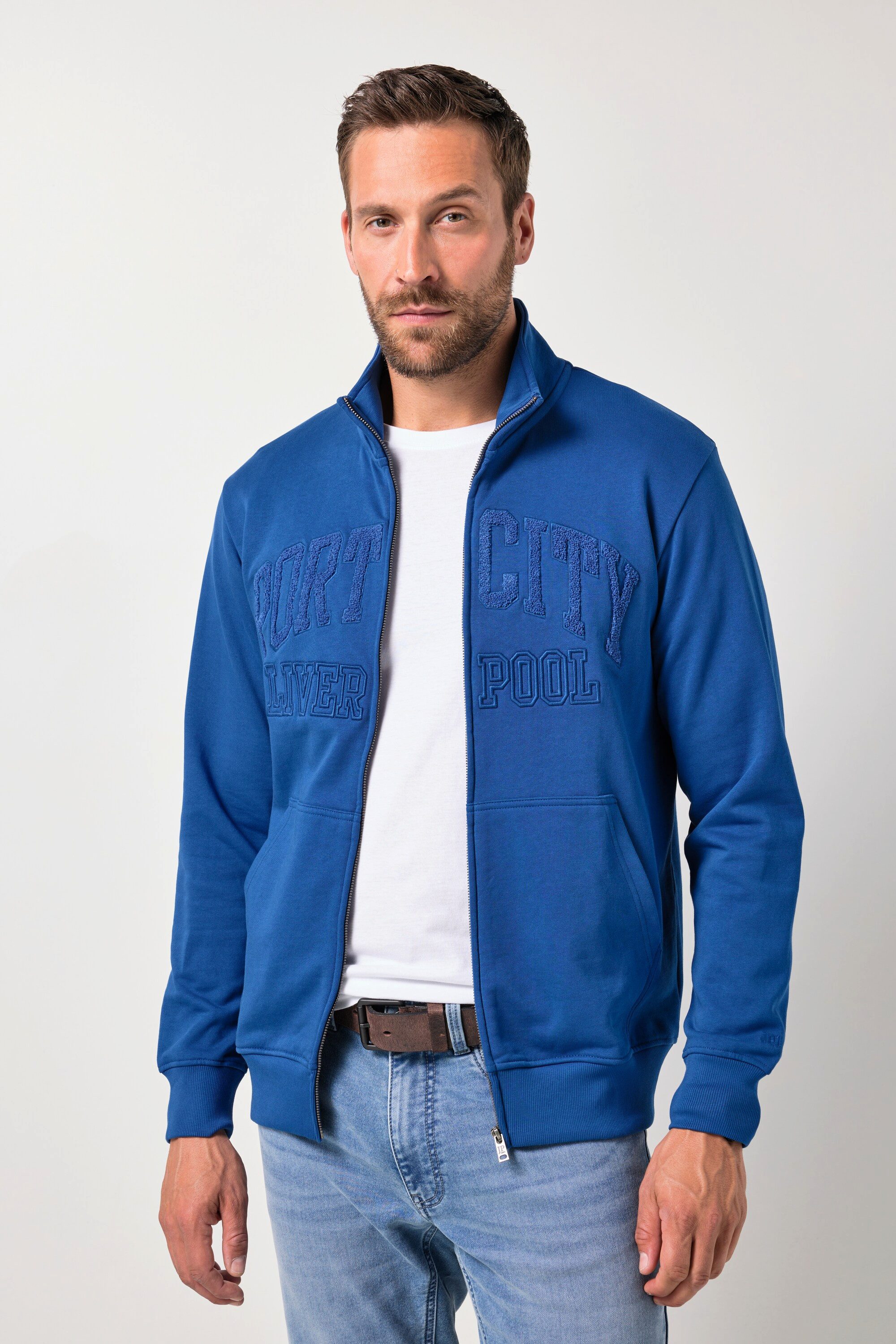 Fleecejacke Sweatjacke Stehkragen Badges