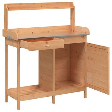 vidaXL Blumenständer Pflanztisch mit Schrank Braun 110,5x45x124,5cm Massivholz Tanne