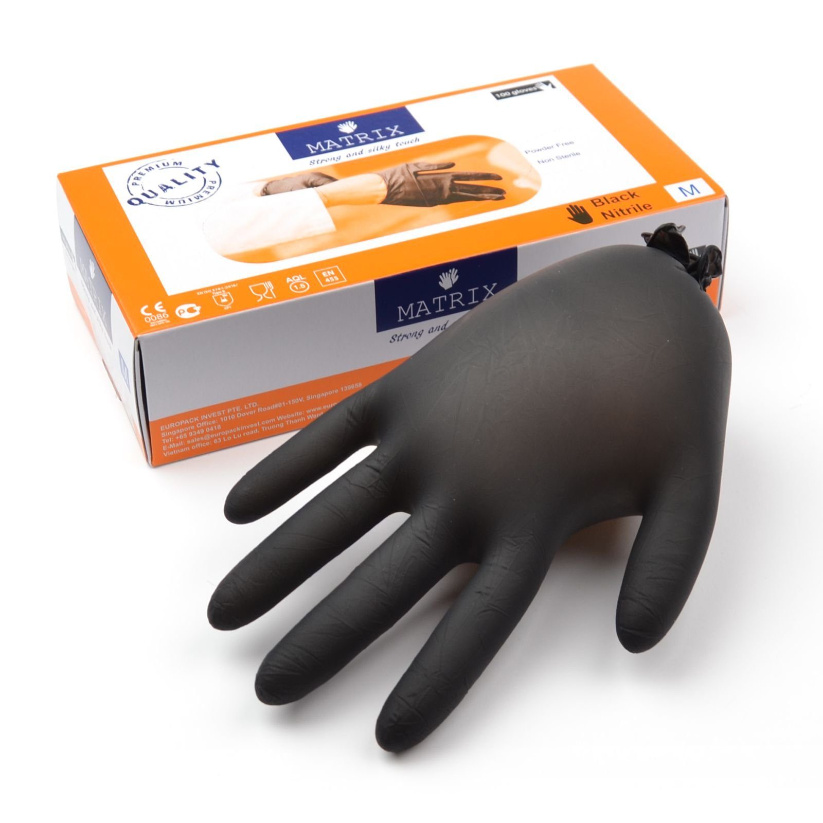 Einweghandschuhe 100-1000 Stück Nitril Handschuhe L), puderfrei Einmalhandschuhe 100% schwarz, Nitrilhandschuhe (Größe Nitril