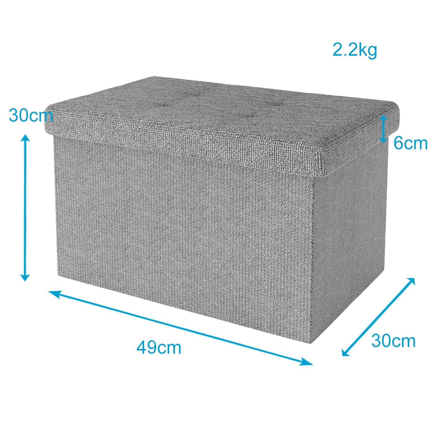 Intirilife Sitzhocker (Sitzwürfel mit Stauraum 49x30x30 cm in FELS GRAU - Fußablage, 1 St), Faltbare Sitzbank - aus Stoff mit Mulden - Aufbewahrungsbox Truhe – Bild 2 von 5