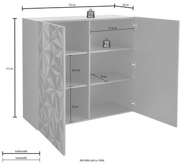 INOSIGN Highboard Prisma, Breite 121 cm, 2-türig