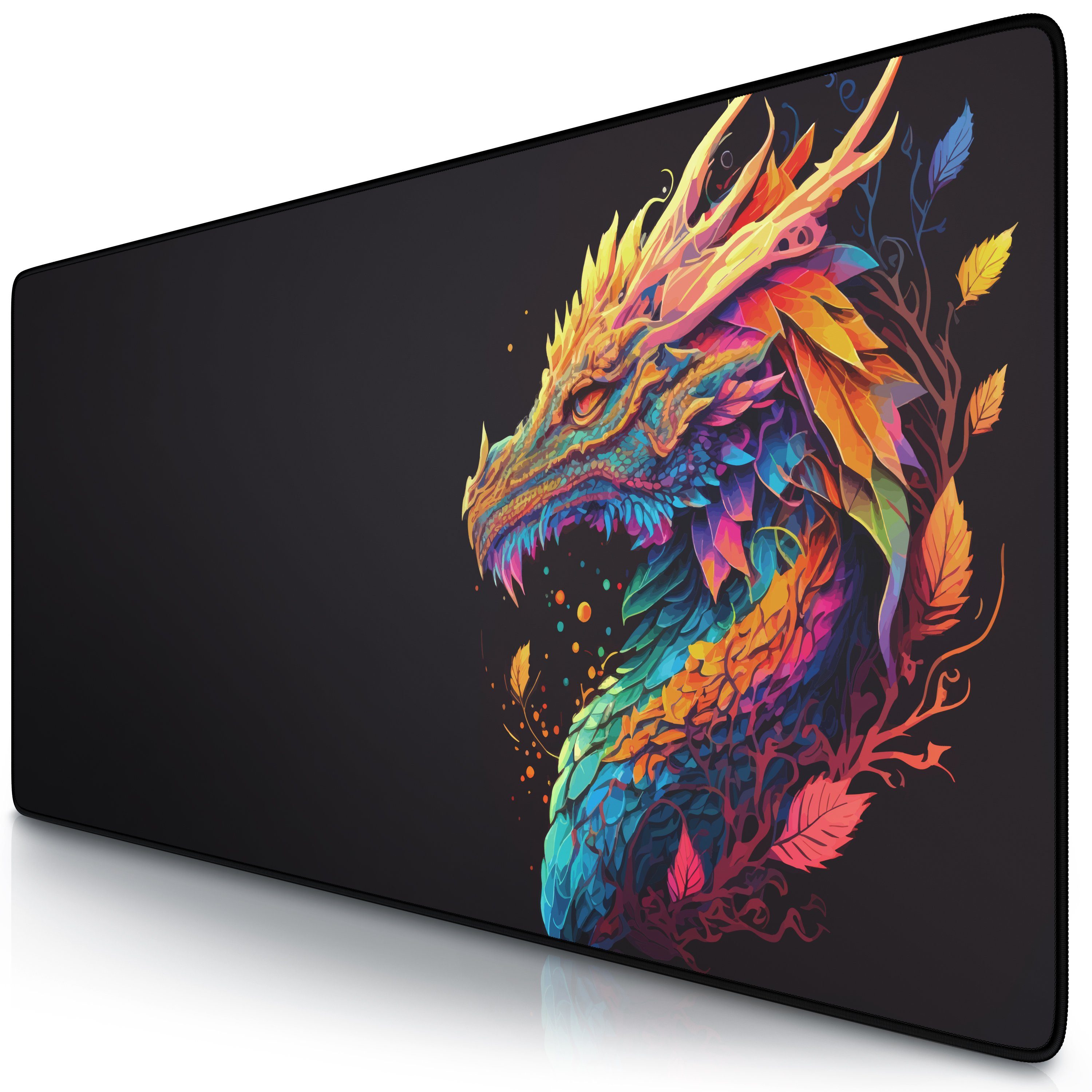 Titanwolf Gaming Mauspad XXL Speed Mousepad 900 x 400 x 3 mm, große Tischunterlage, rutschfest, abwaschbar, Geschwindigkeit & Präzision, Color Dragon