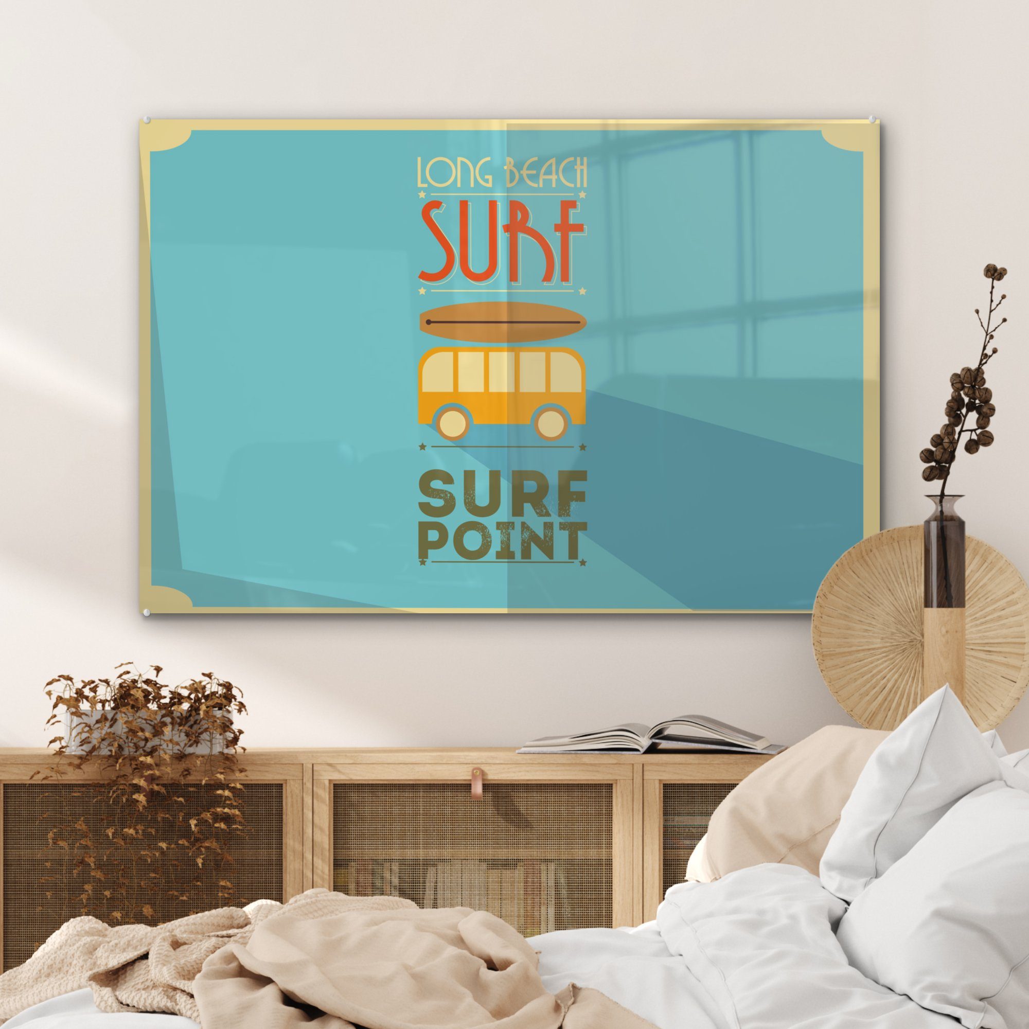 St), blauem MuchoWow mit Point" "Surf Acrylglasbilder Illustration & Acrylglasbild Hintergrund, (1 Schlafzimmer Wohnzimmer