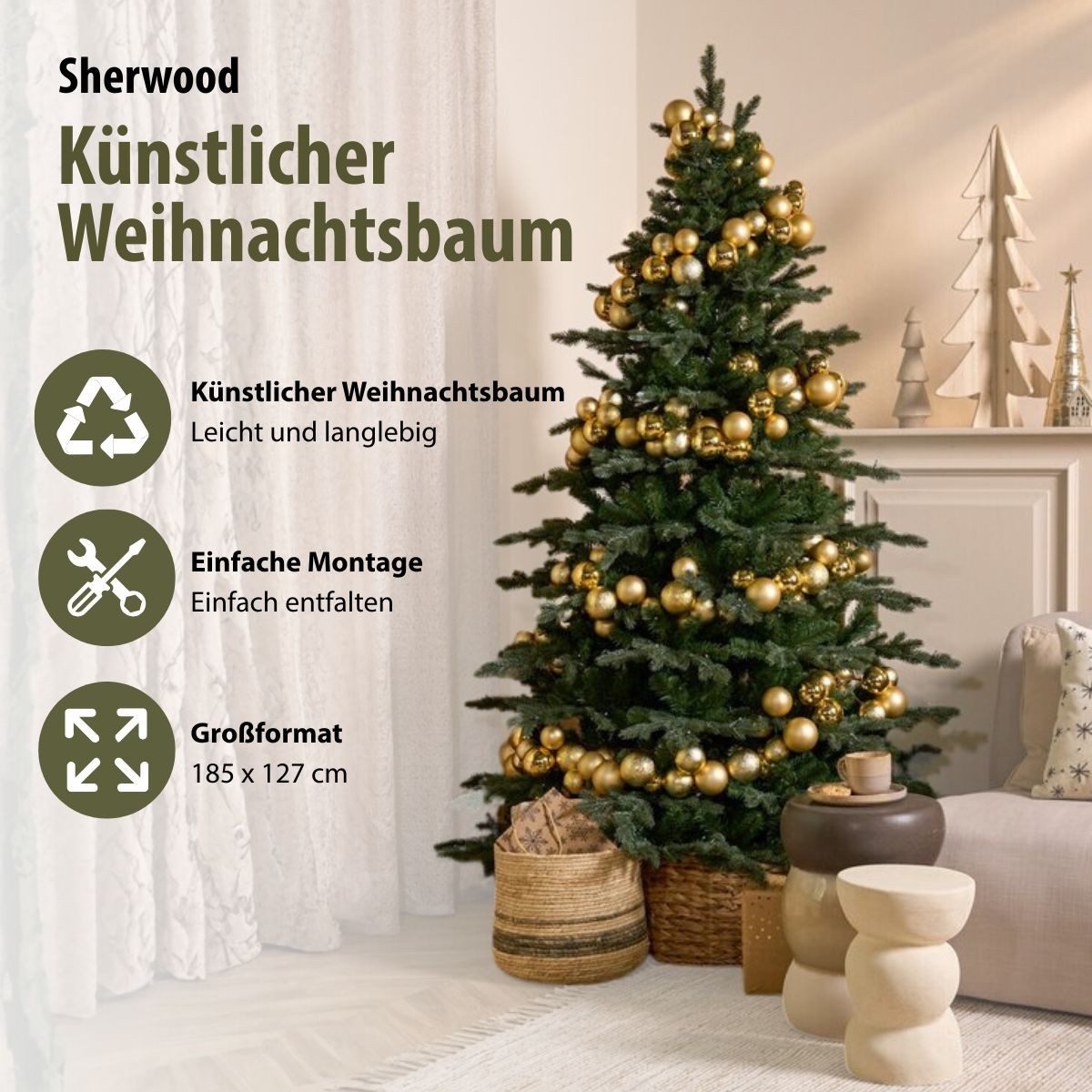 Triumph Tree Künstlicher Weihnachtsbaum Triumph Tree Sherwood Weihnachtsbaum Deluxe gruen TIPS 1575 - h185xd12