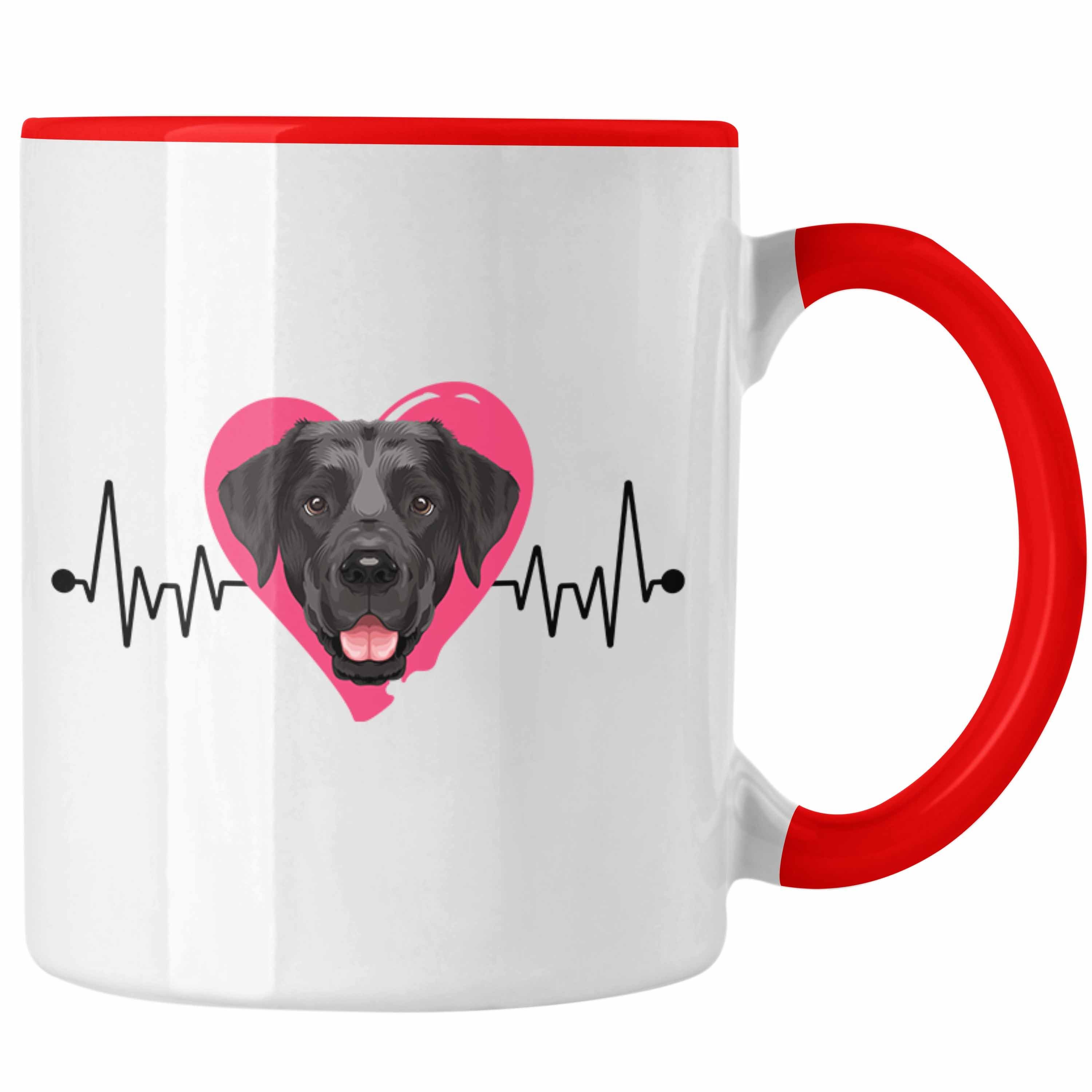 Trendation Tasse Labrador Besitzer Tasse Geschenk Lustiger Spruch Geschenkidee Herzschl Rot