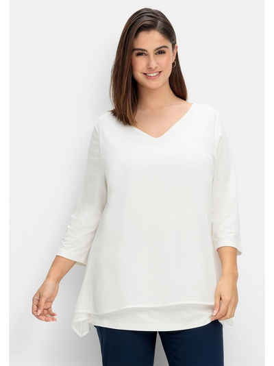 Sheego 3/4-Arm-Shirt Große Größen mit Chiffon-Oberteil