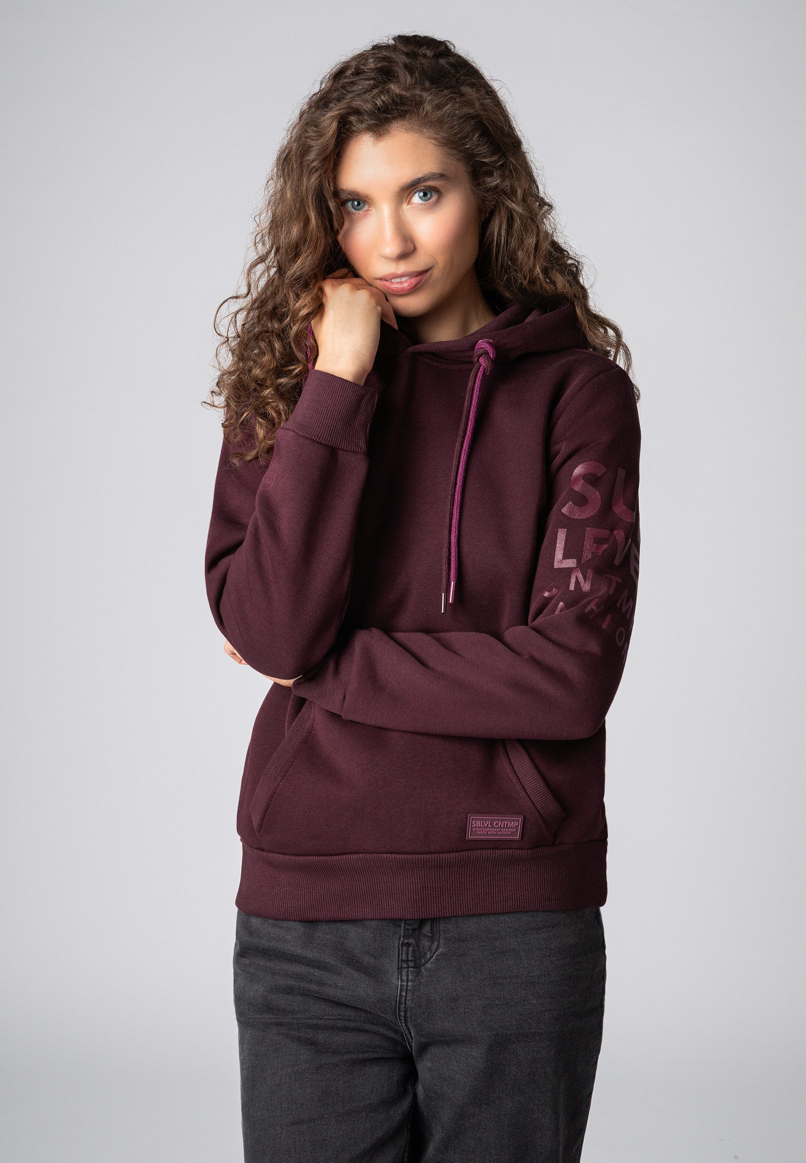 SUBLEVEL Kapuzenpullover Damen Hoodie mit auffälligen Prints auf Ärmel und günstig online kaufen
