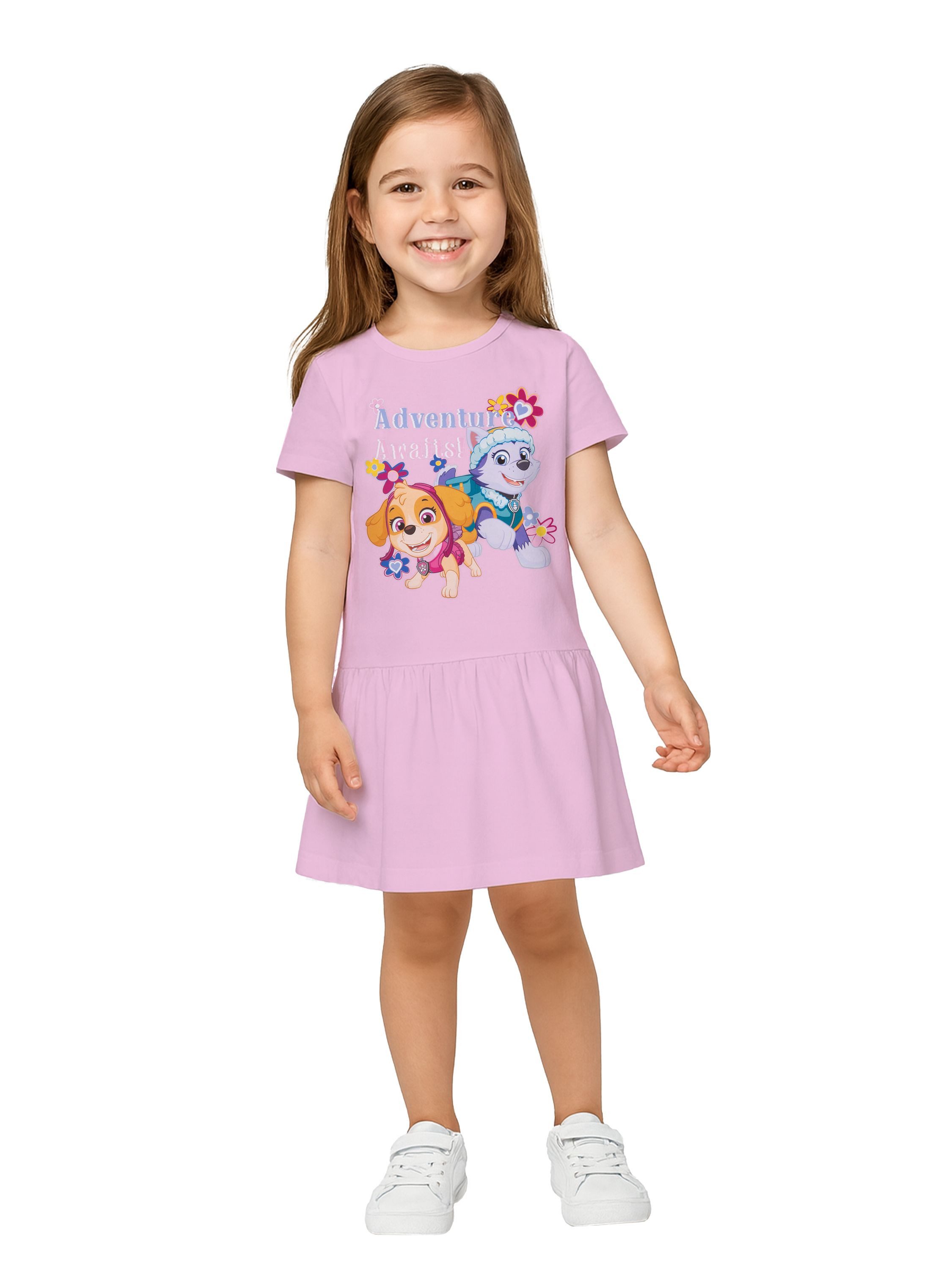 United Labels® A-Linien-Kleid Paw Patrol Kleid Adventure Awaits! Kleidchen mit kurzen Ärmeln