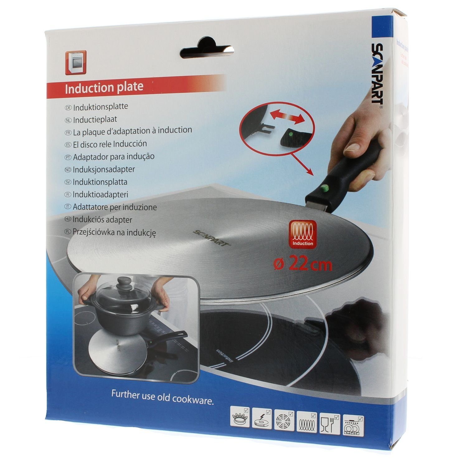 Scanpart Bratpfanne Induktionsadapterplatte 22 cm, (1-tlg), abnehmbarer Handgriff