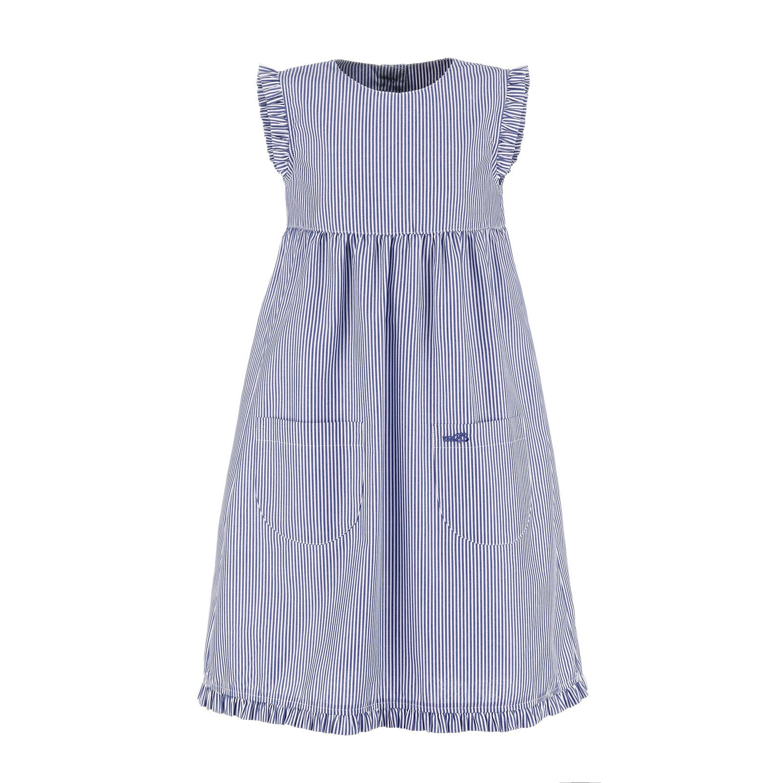 modAS Sommerkleid Kinder Rüschen marine mit / (054) mit Mädchenkleid Kleid weiß - gestreift Streifen gestreift