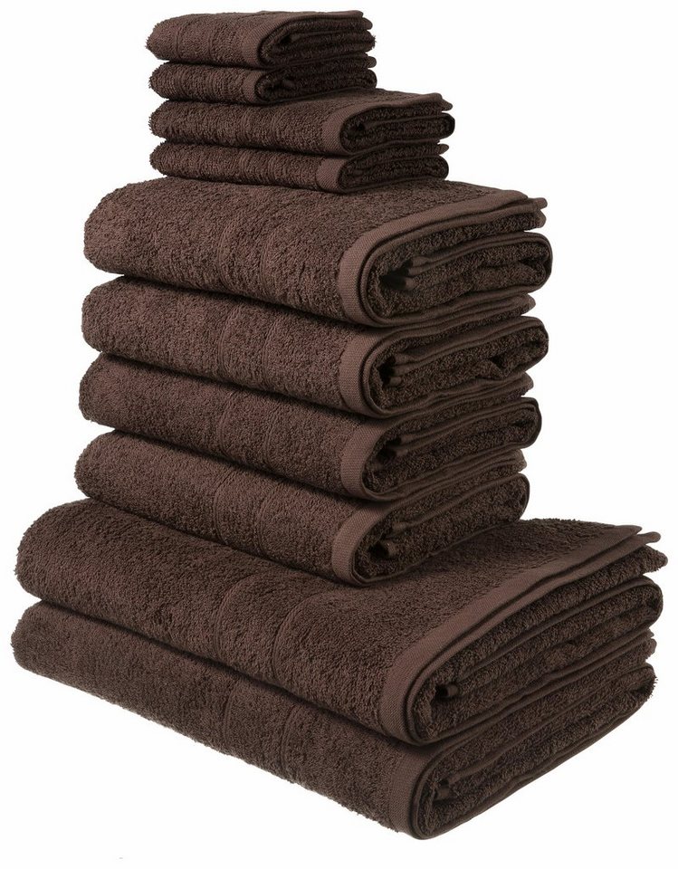 OTTO home Handtuch Set Inga, 3 Qualitäten, Duschtücher, Handtücher, Gästetücher, Seiftücher, Walkfrottier (10-St), Handtücher mit feiner Bordüre, 100% Baumwolle