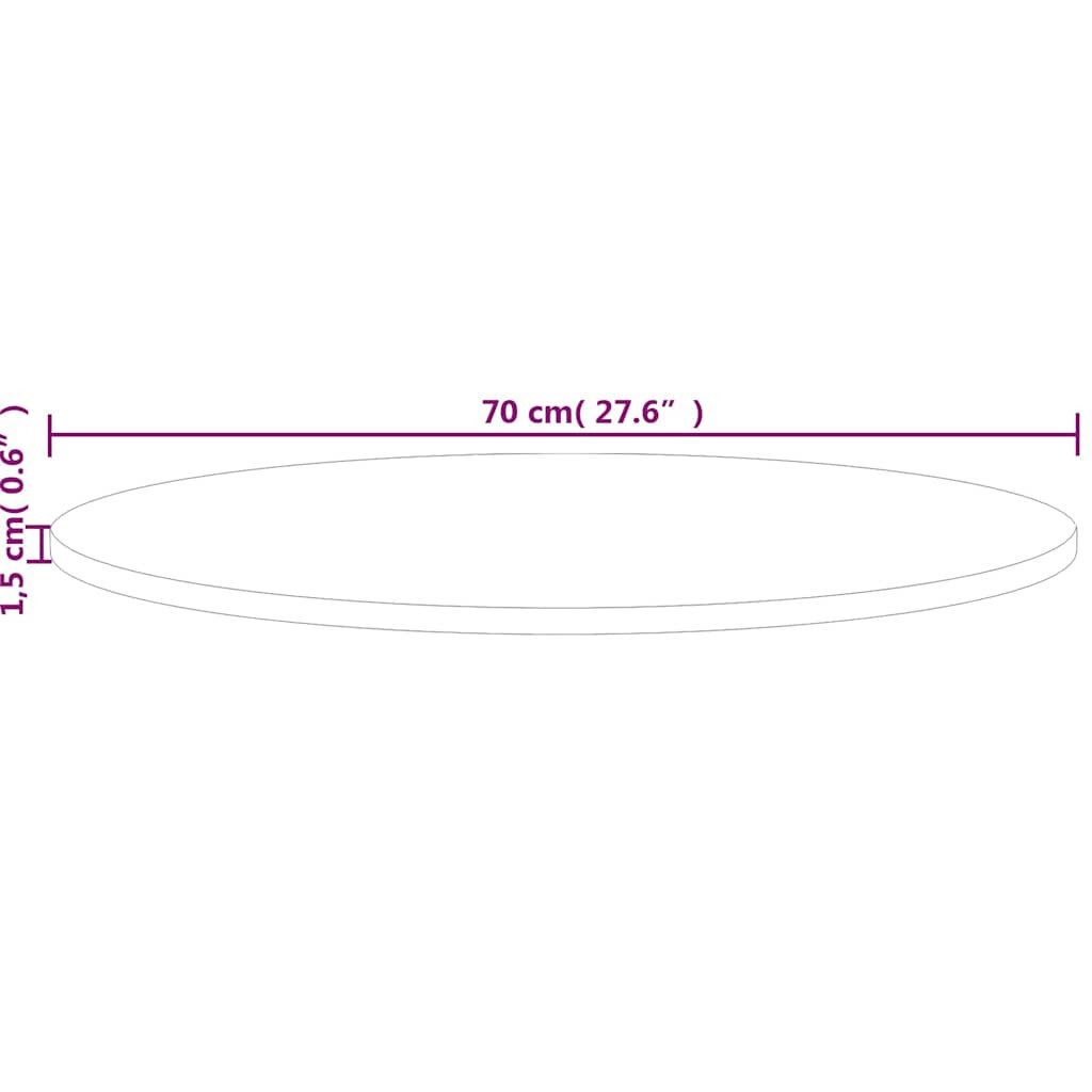 vidaXL Tischplatte Runde Tischplatte Ø70x1,5 cm Unbehandeltes Massivholz Eiche (1 St) – Bild 5 von 5