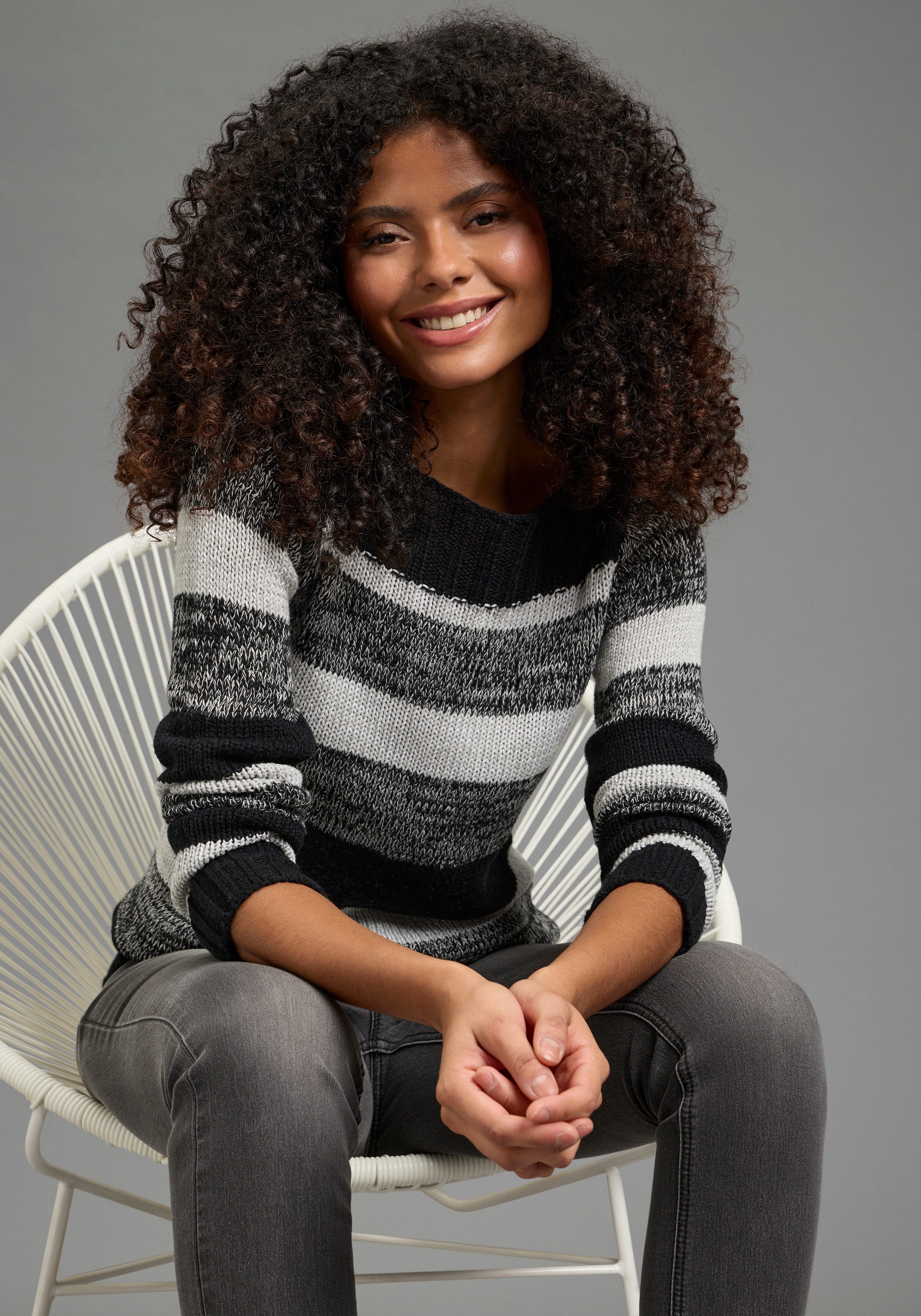 AJC Strickpullover mit U-Boot Ausschnitt und tollem Streifendesign