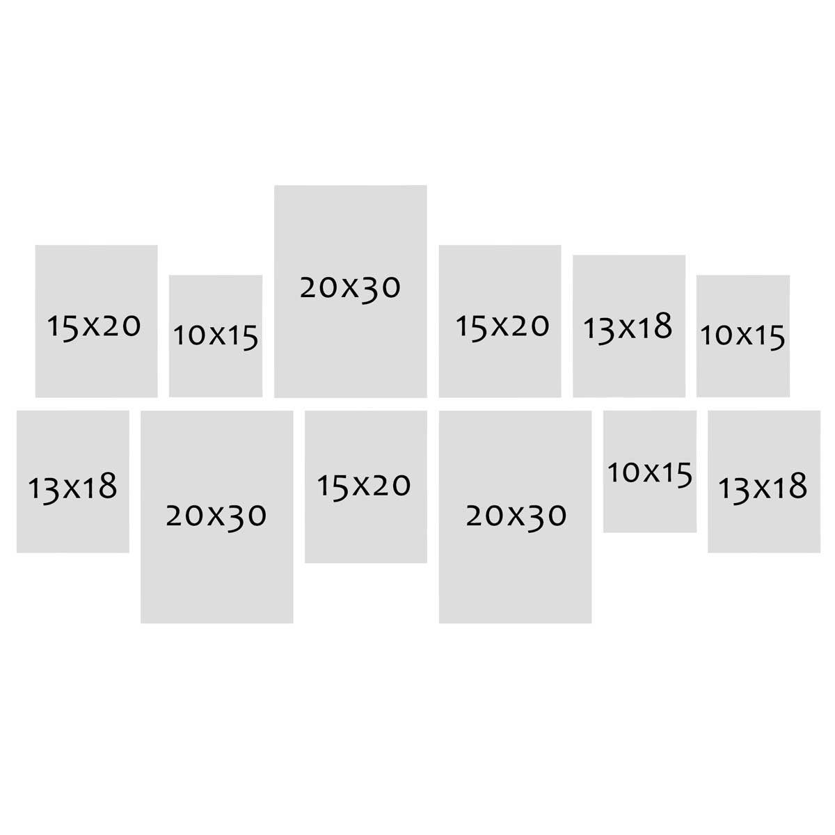 Strandhaus 12er Echtholz-Rahmen Set 20x30 10x15 rustikal, Bilderrahmen Grau PHOTOLINI cm bis