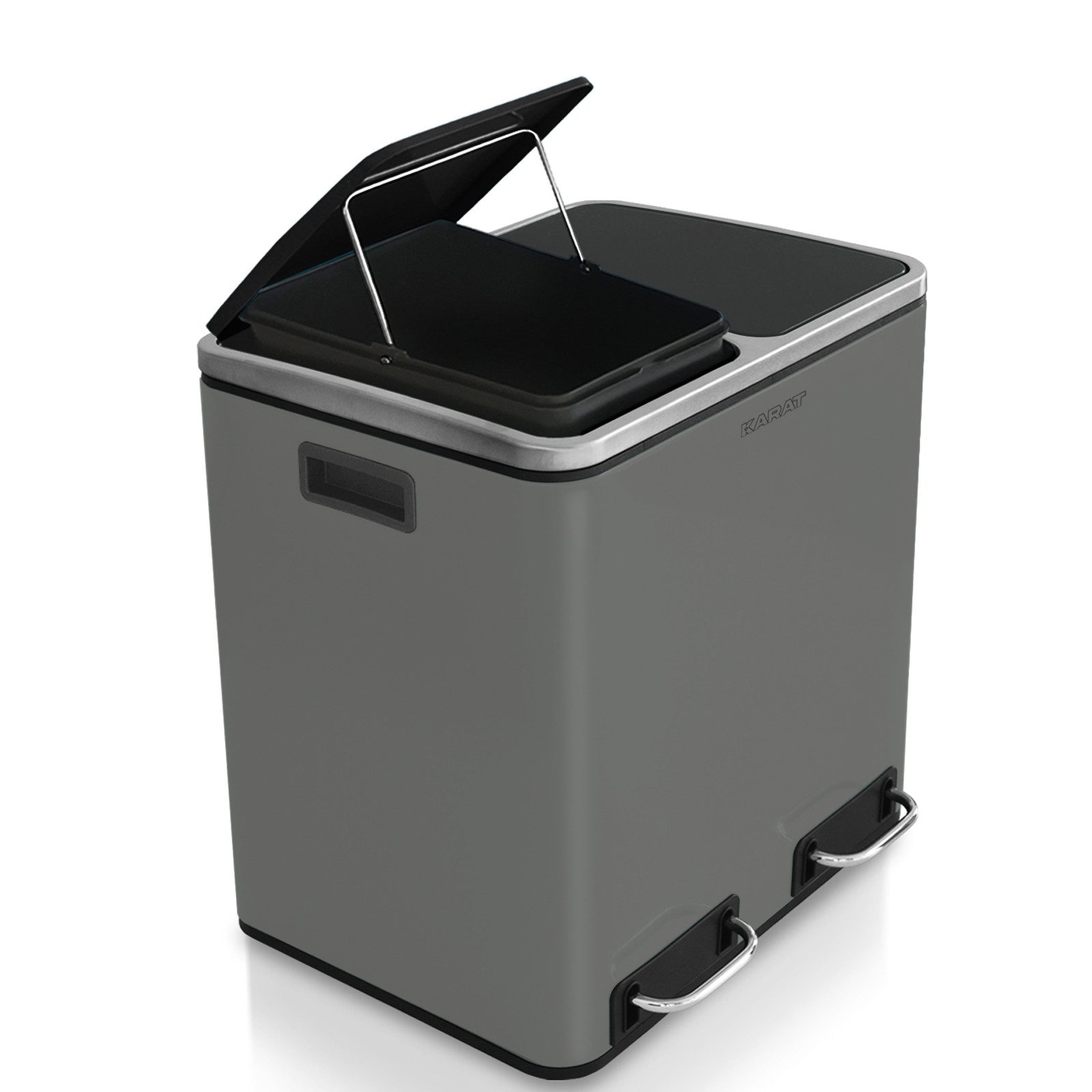 casa pura Mülltrennsystem Felix, Abfallbehälter aus Edelstahl, Verschiedene Farben & Größen