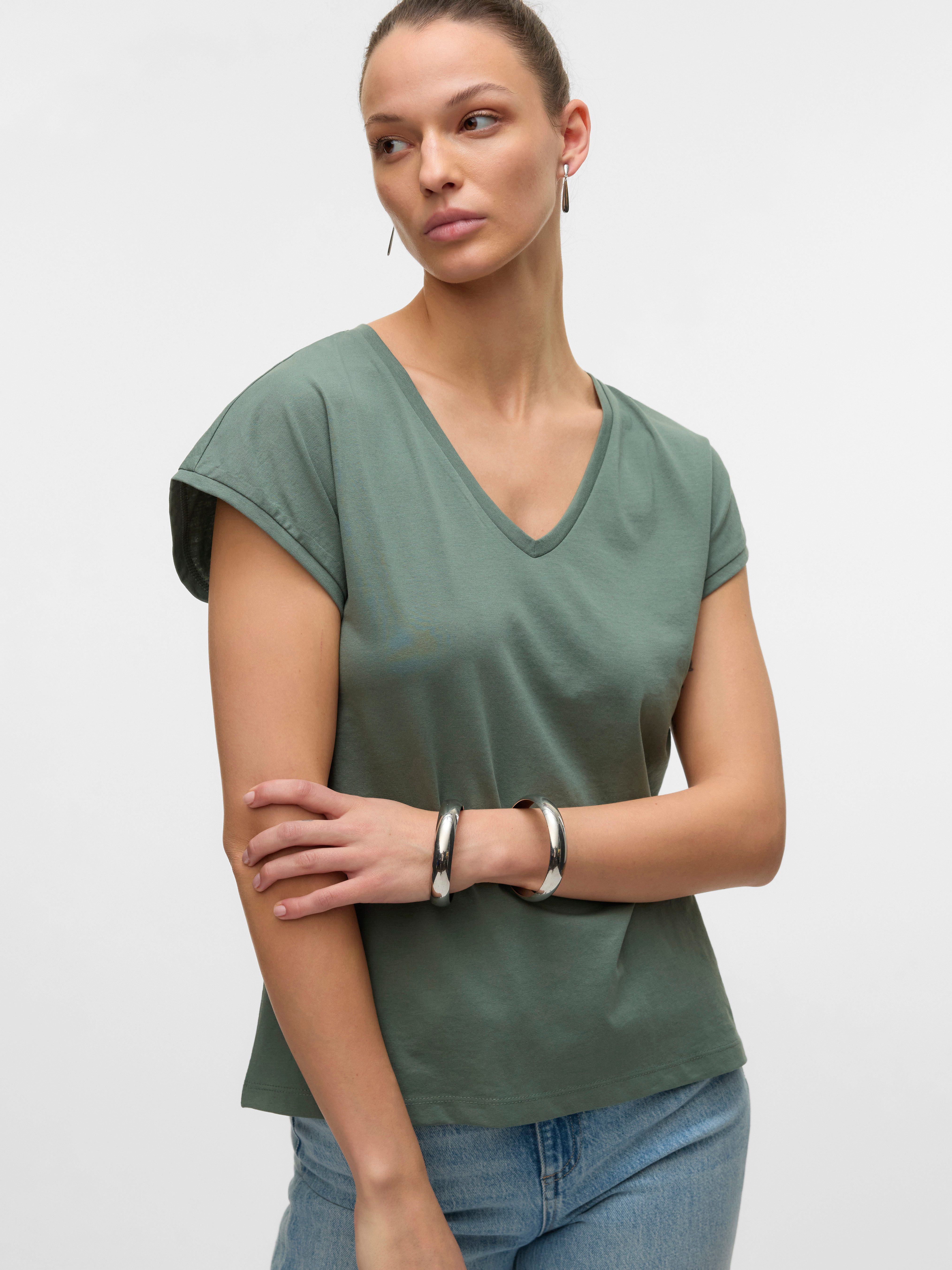 Vero Moda Kurzarmshirt VMLUNA SS V-NECK günstig online kaufen