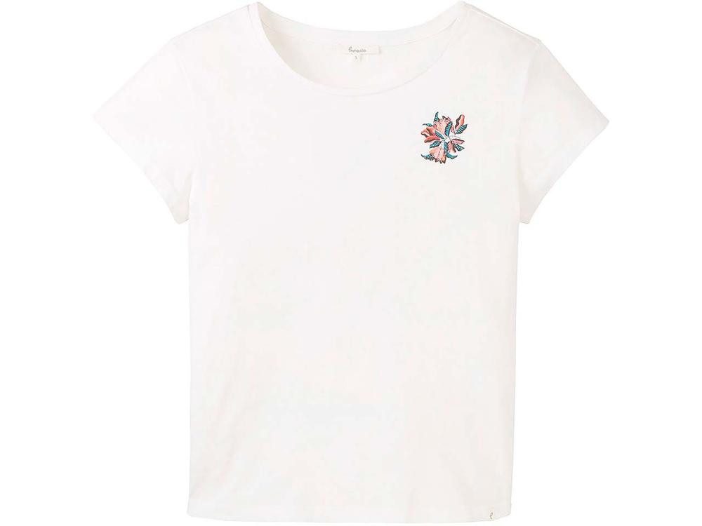 Tranquillo T-Shirt tranquillo Bio-Damen-T-Shirt mit floraler Stickere