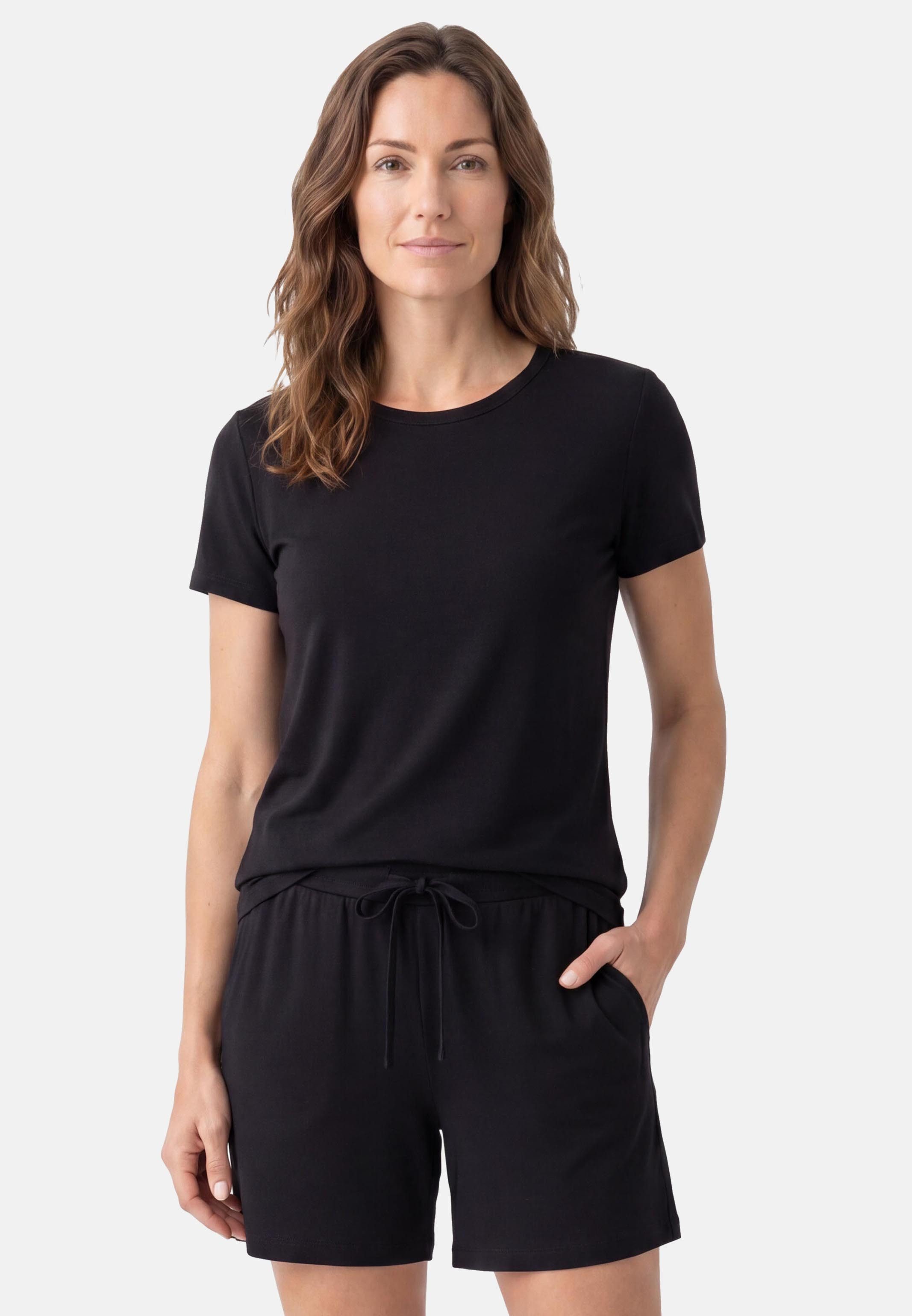 Schiesser Pyjama Mix & Relax (Set, 2 tlg) Schlafanzug - Atmungsaktiv - Set aus T-Shirt und kurzer Hose
