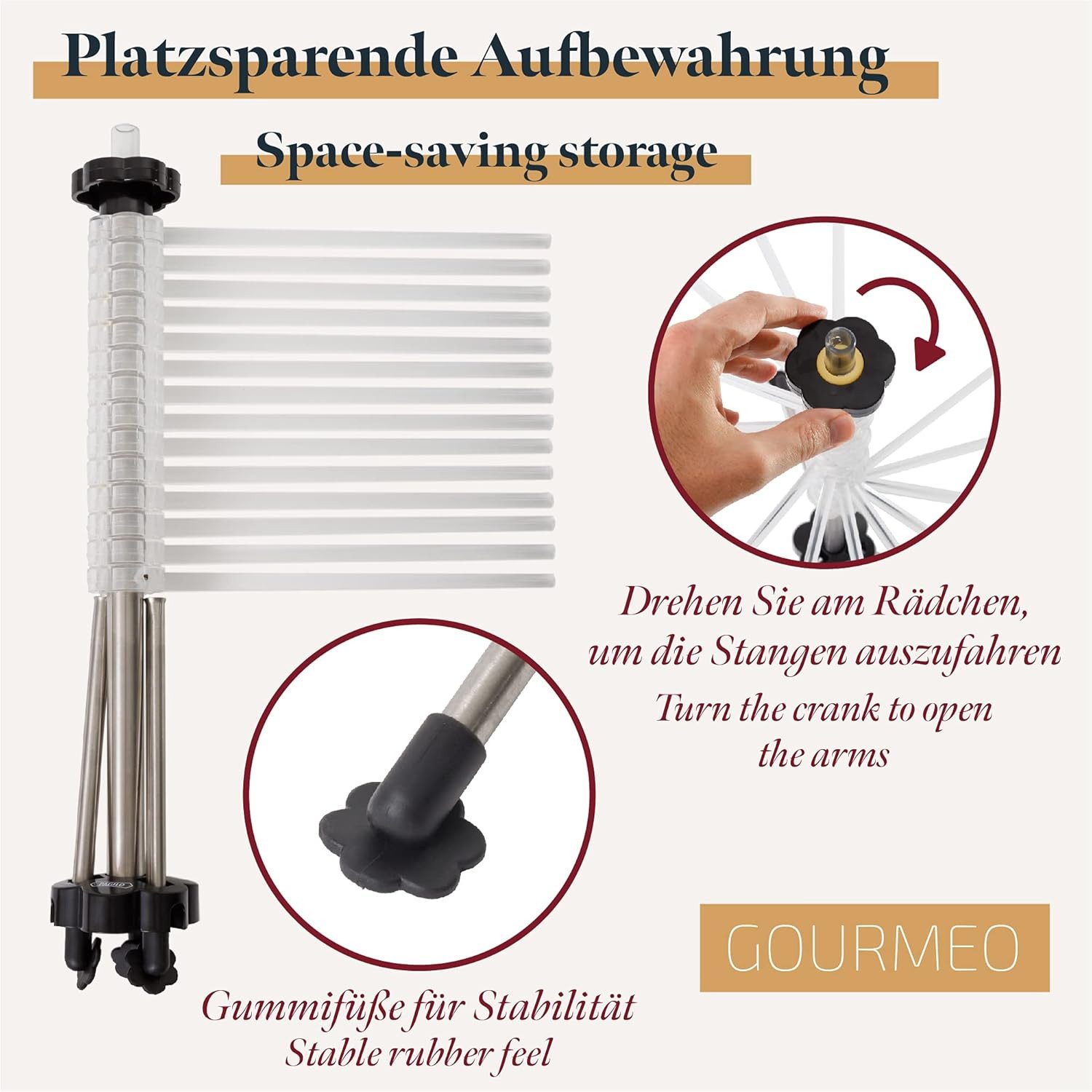 GOURMEO Nudelmaschine GOURMEO Nudeltrockner transparent mit 14 Sprossen für 2 kg – Bild 5 von 5