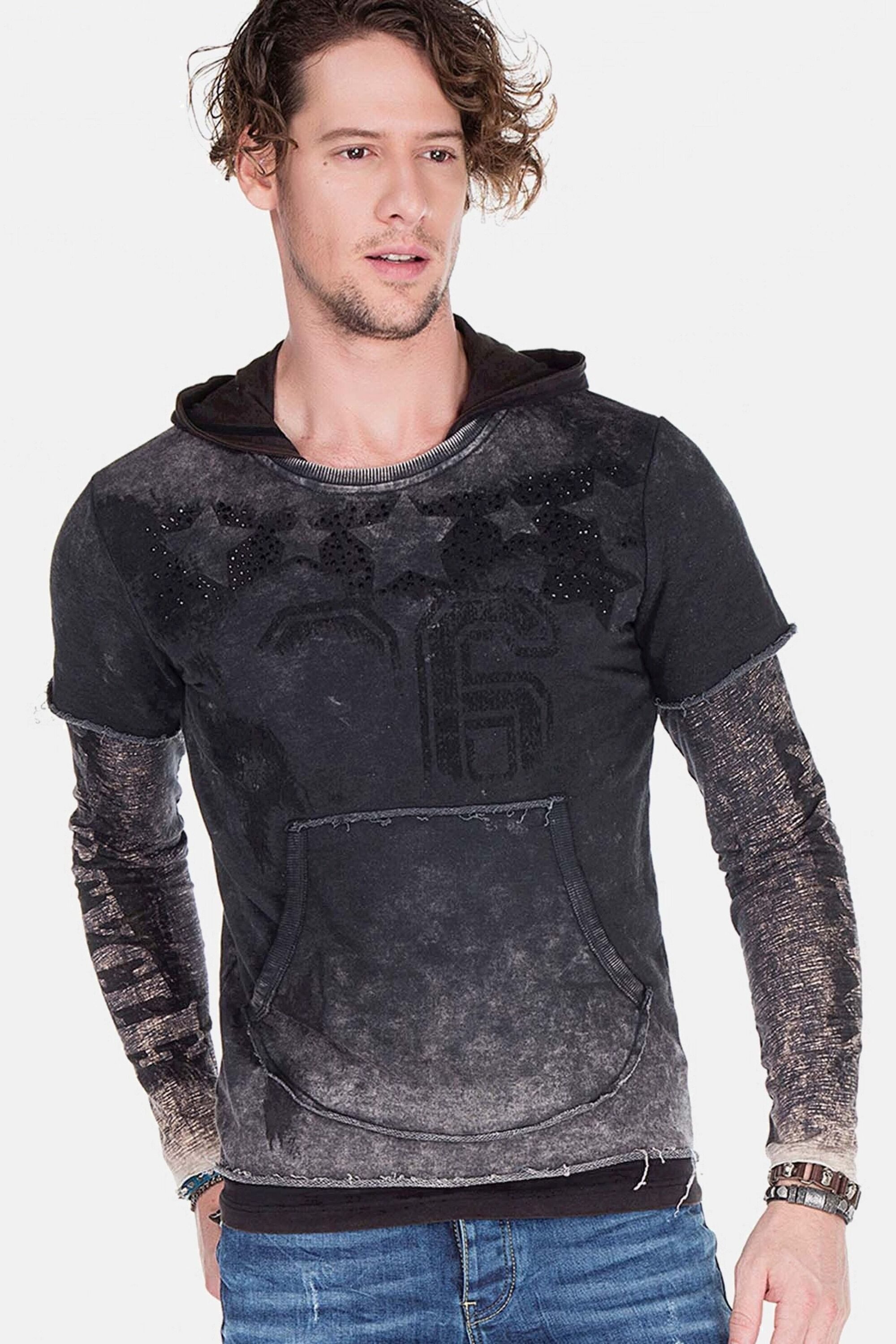 Cipo & Baxx Kapuzensweatshirt Sweatshirts (1-tlg) im Lagenlook, CL-279 günstig online kaufen