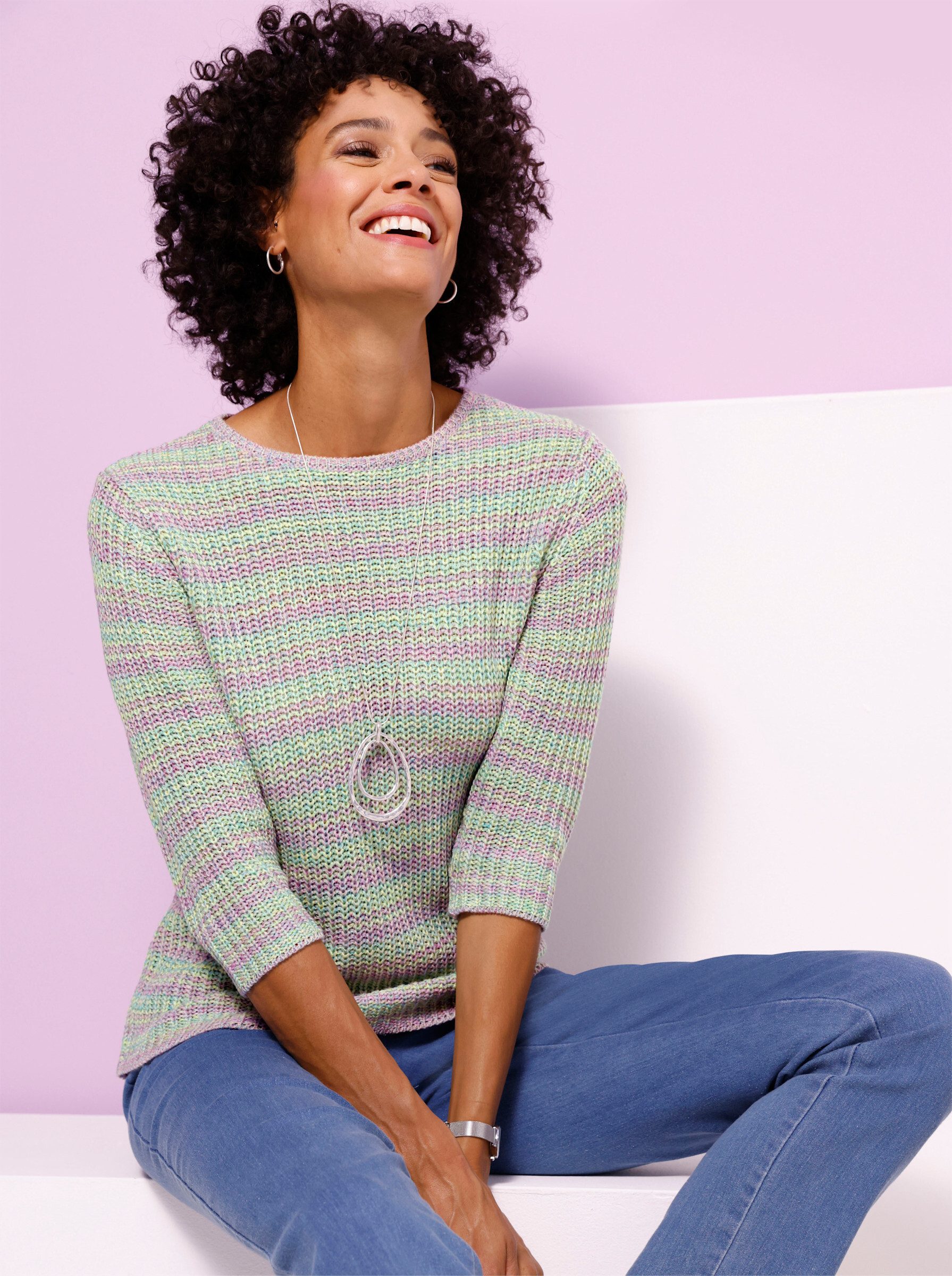 Sieh an! Strickpullover 3/4-Arm-Pullover 3/4-Arm Grobstrick