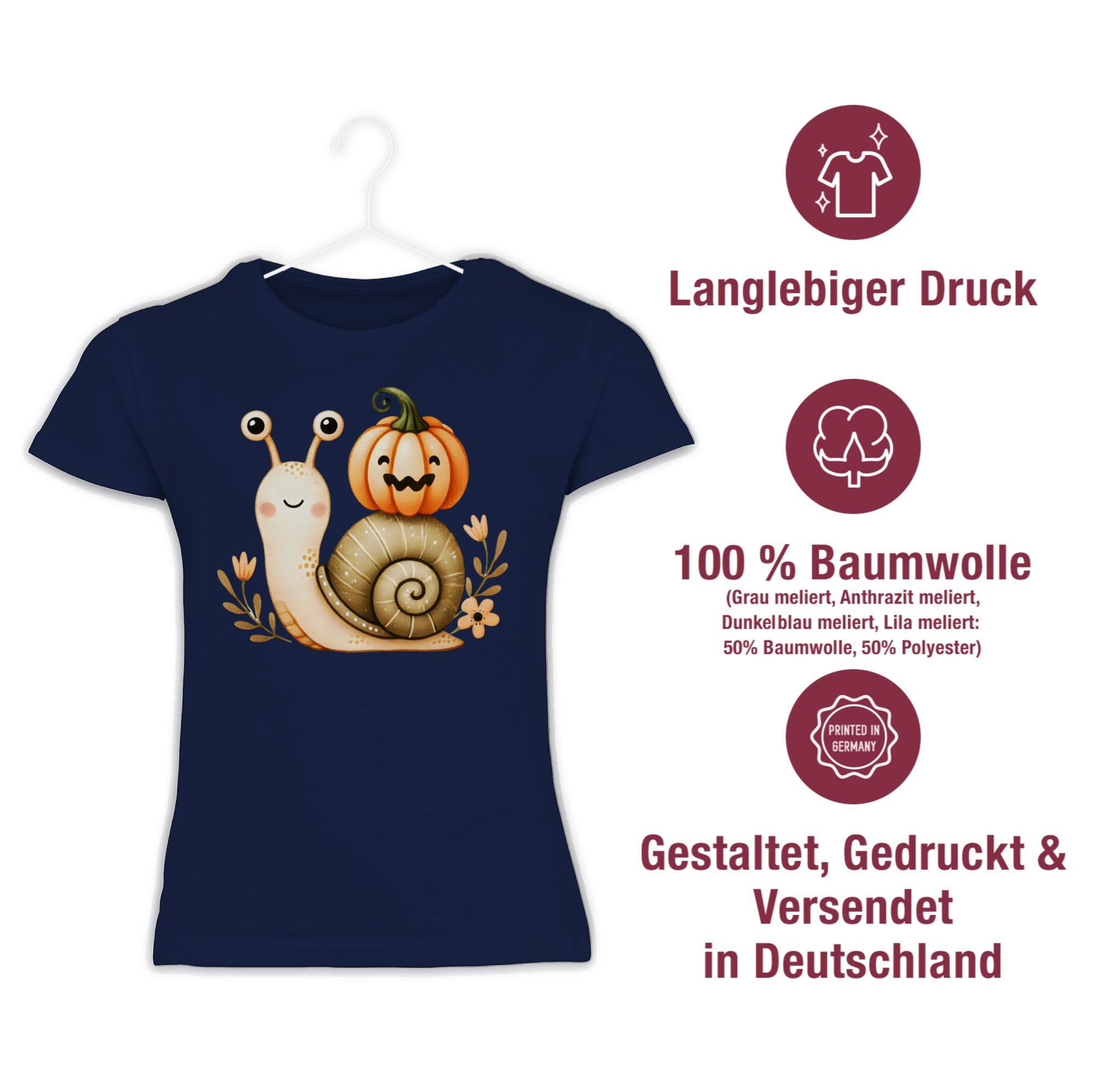 Shirtracer T-Shirt Süße Schnecke mit Kürbis, Herbstliches Baby und Kinder Motiv, Niedli Halloween Kostüme für Kinder