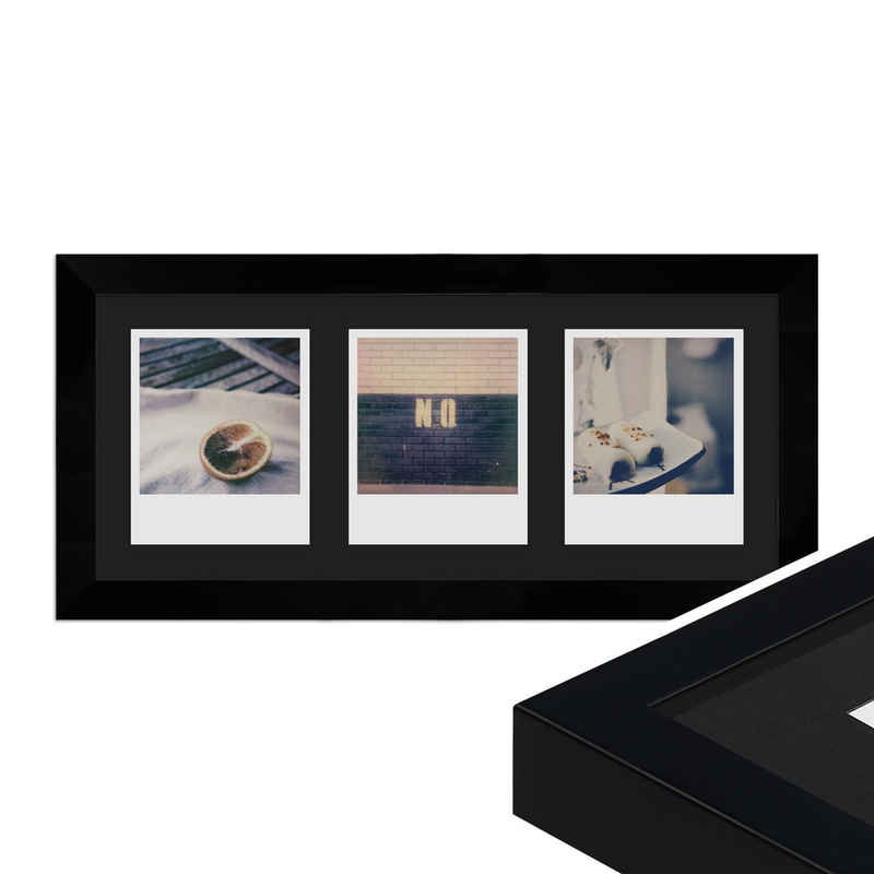 WANDStyle Bilderrahmen H960, für 3 Bilder, Modern im Polaroid Format, Schwarz