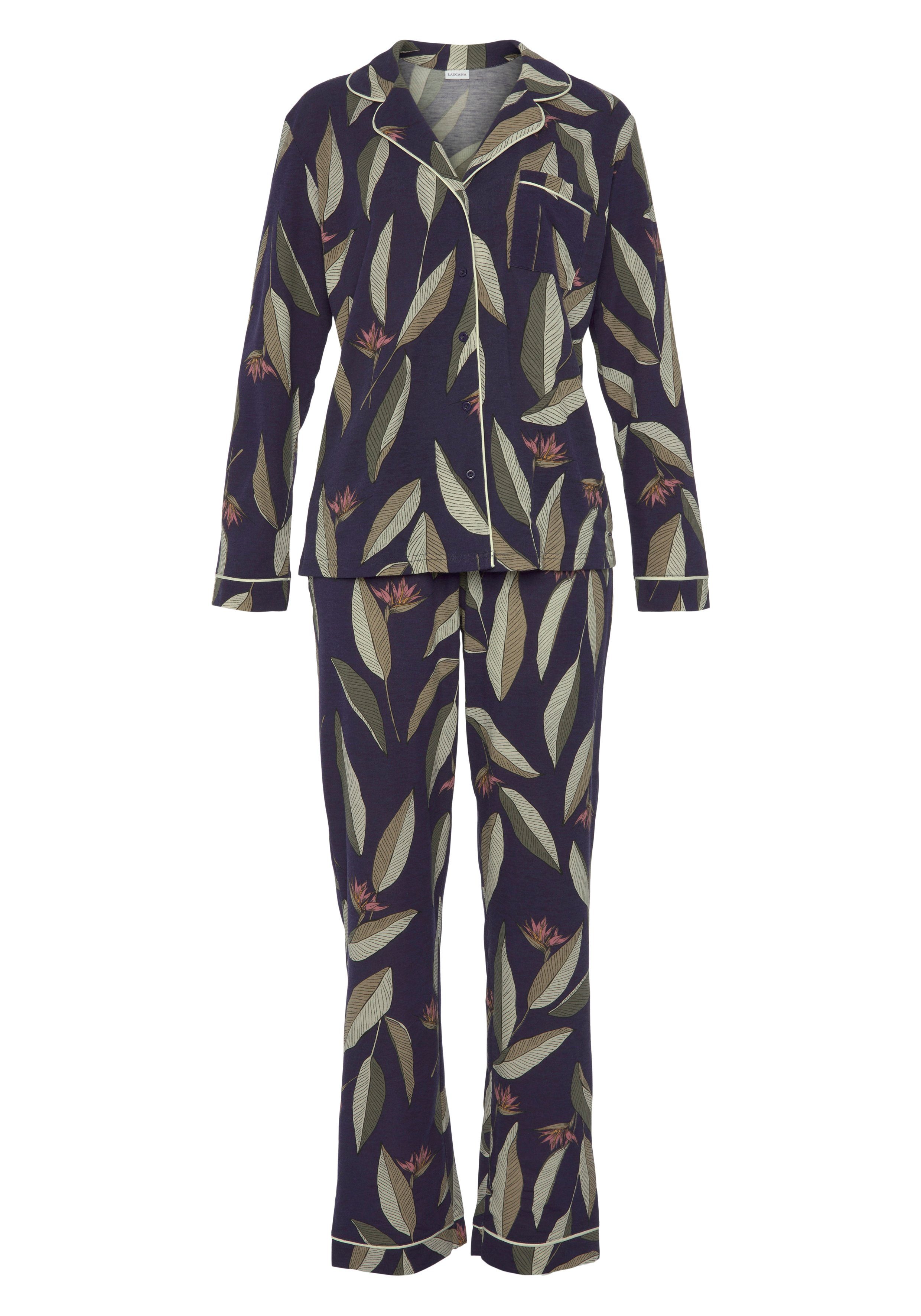 Schnitt klassischen tlg) dunkellila-gemustert (2 Pyjama im LASCANA