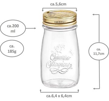 Emilja Joghurtgläser Joghurtglas, Einkochglas Quattro Stagioni 0,2L - 12 Stück, (Set)