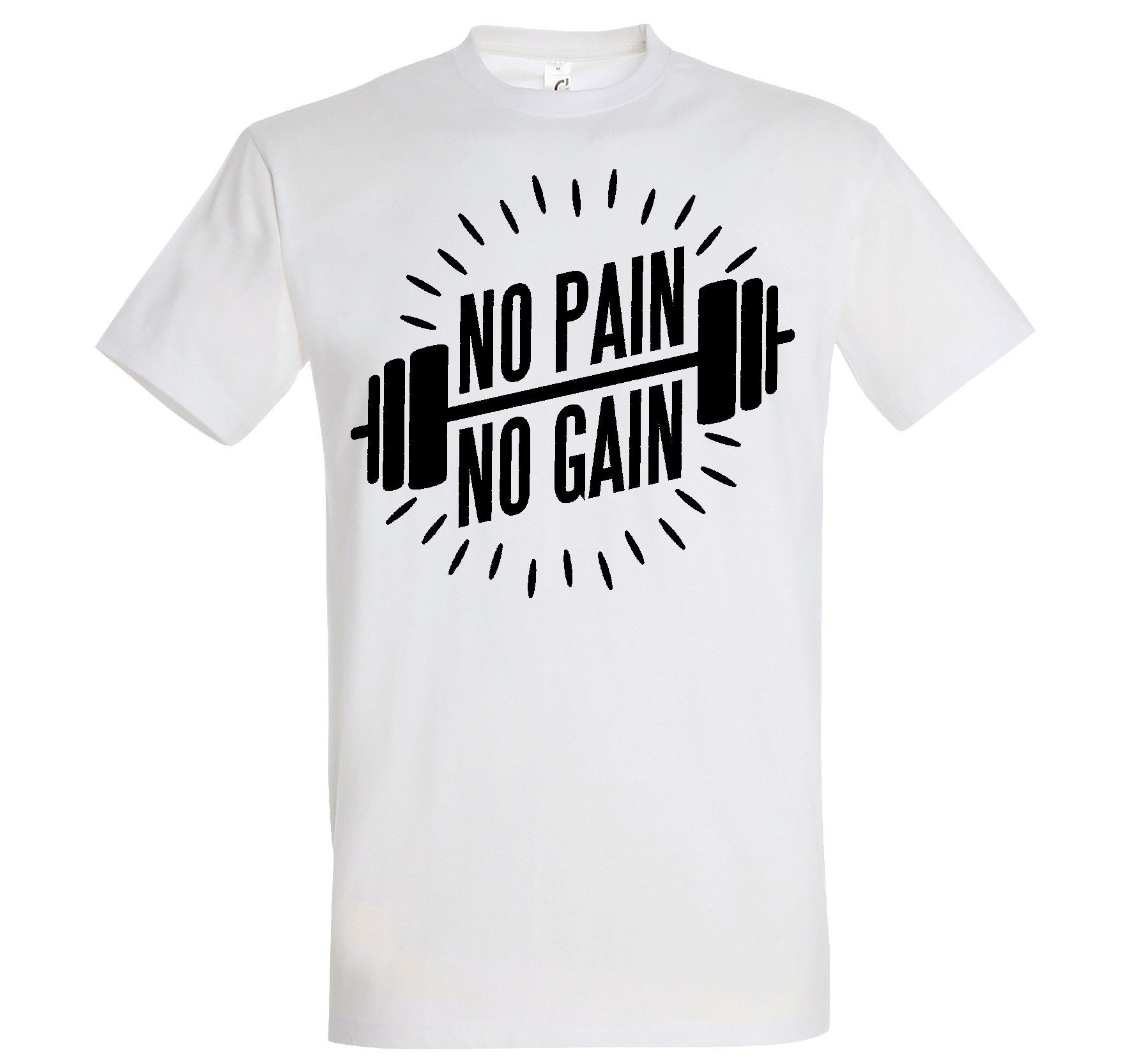 Youth Designz T-Shirt No Pain No Gain Herren Shirt mit trendigem Fitness Motiv Weiß