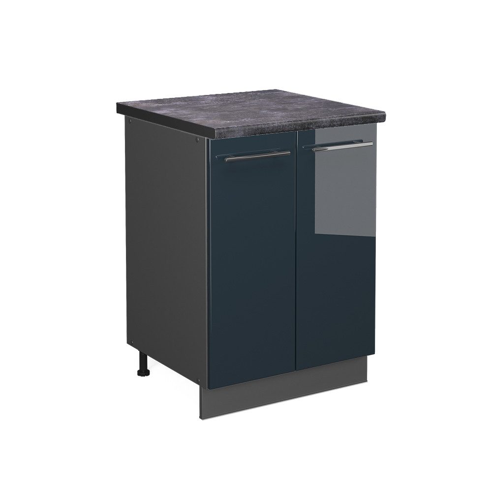 Vicco Spülenunterschrank Fame-Line, Dunkelblau Hochglanz/Goldkraft Eiche, günstig online kaufen