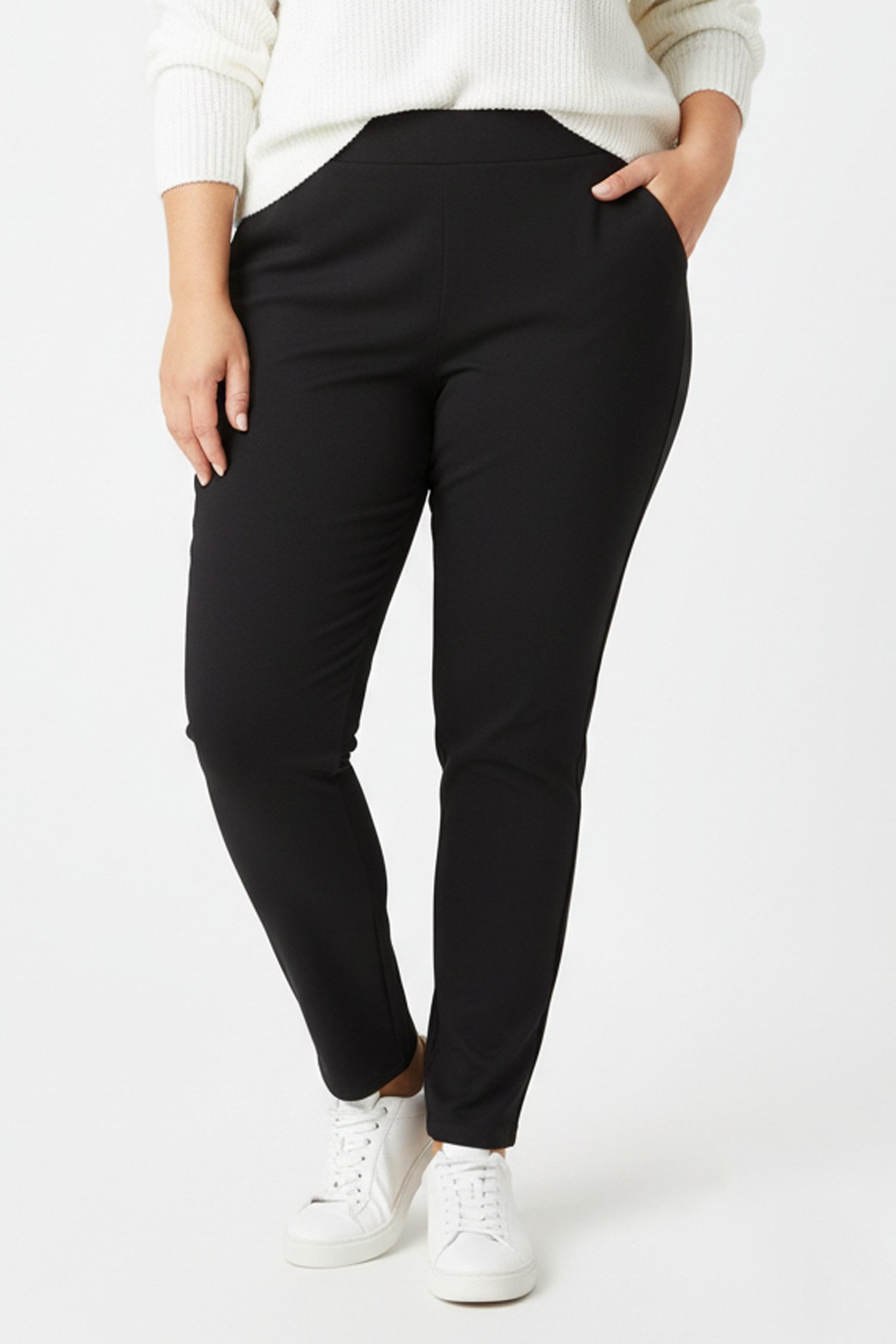 Stretch-Hose Bequeme Stoffhose elegant Slim Fit Gummibund flexiblem Rückenteil