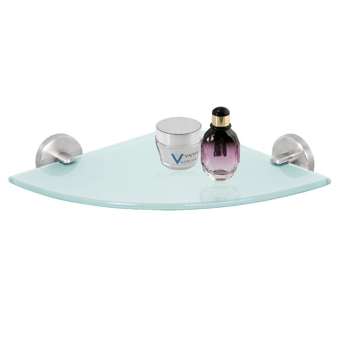 bremermann Wandregal Bad-Serie PIAZZA - Glas-Eckablage, Edelstahl matt & Glas