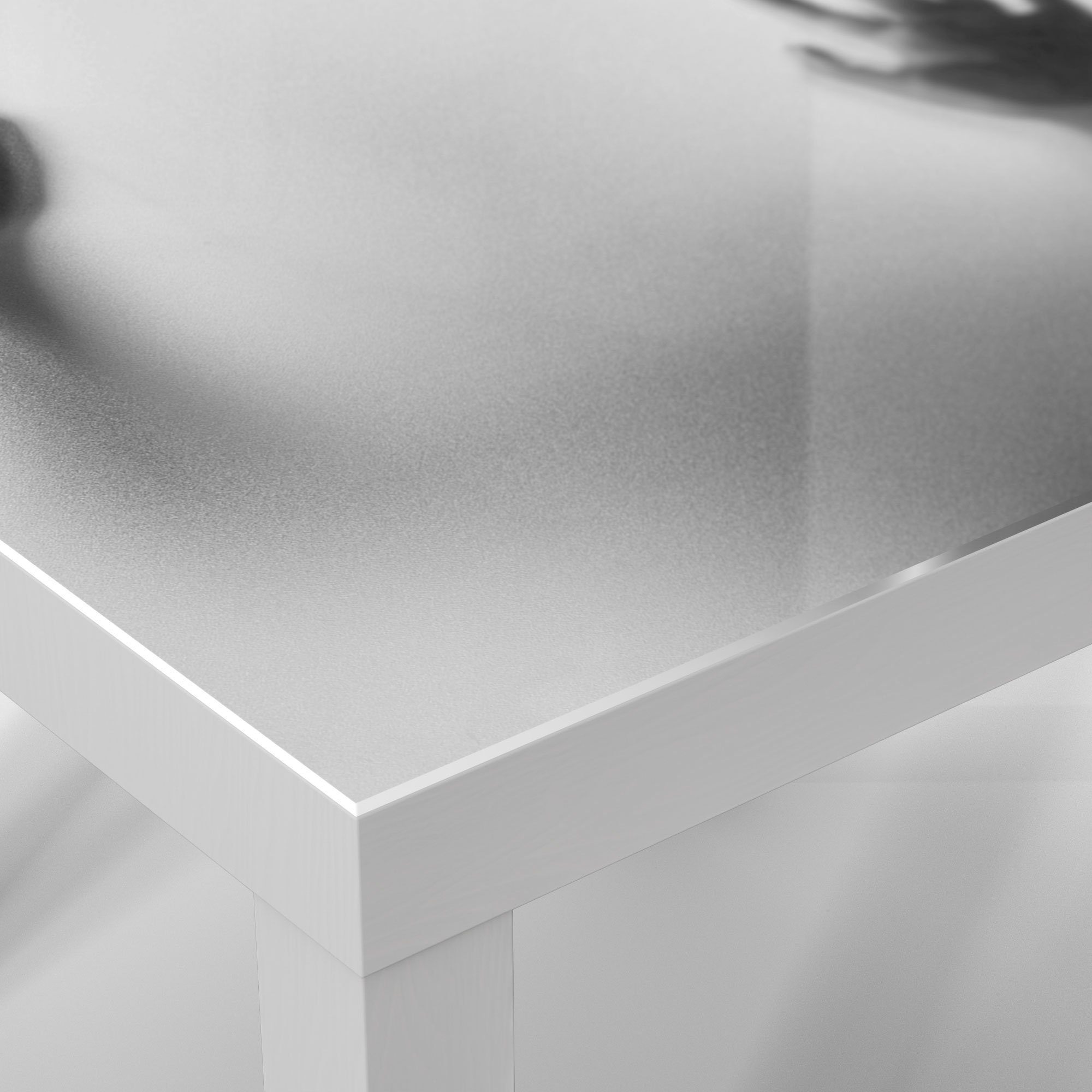 DEQORI Couchtisch Weiß Beistelltisch Schattenhände', Glas 'Zwei modern Glastisch