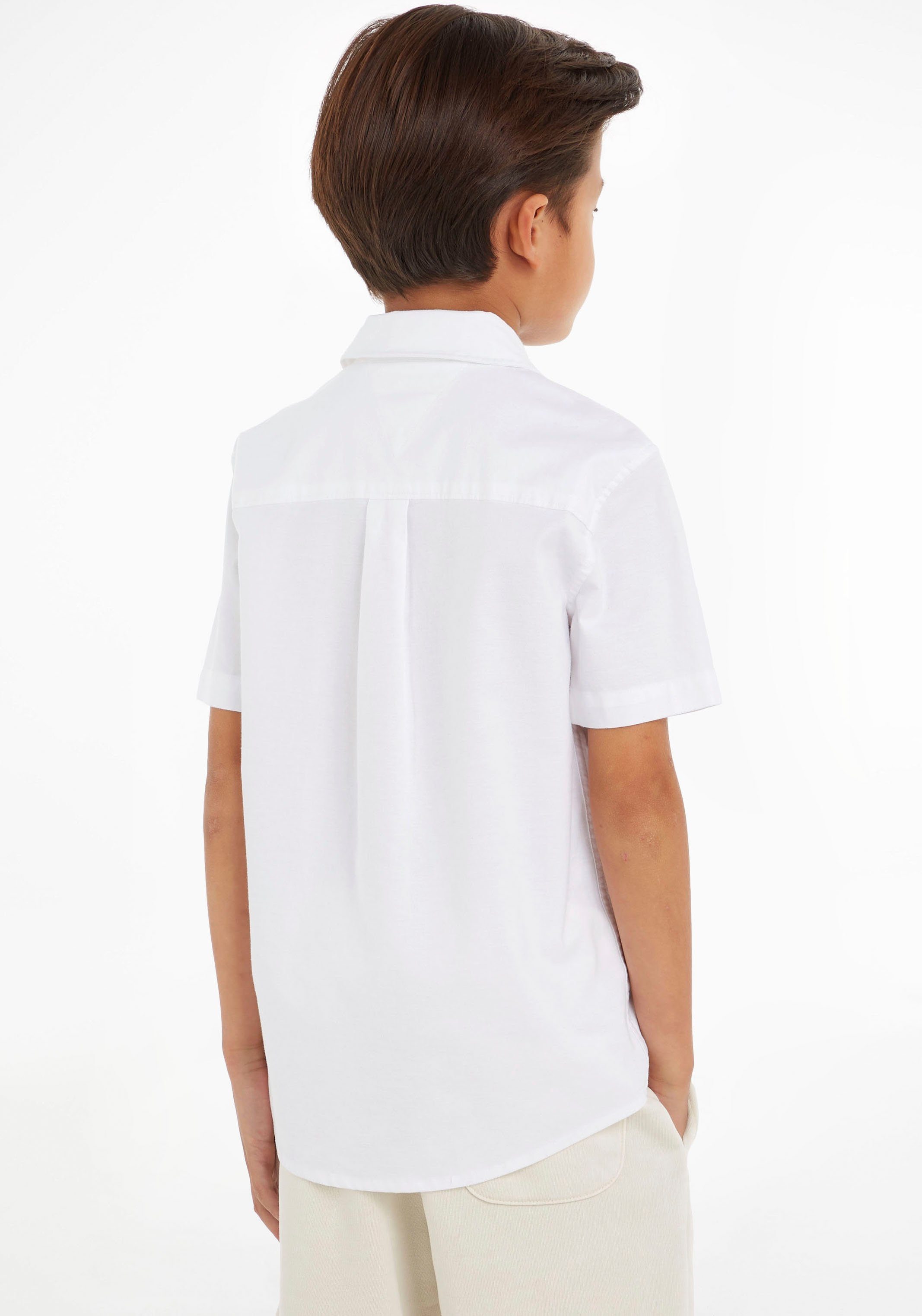 Tommy Hilfiger Kurzarmhemd OXFORD kurzen STRETCH und Hemdkragen SHIRT White Ärmeln mit S/S