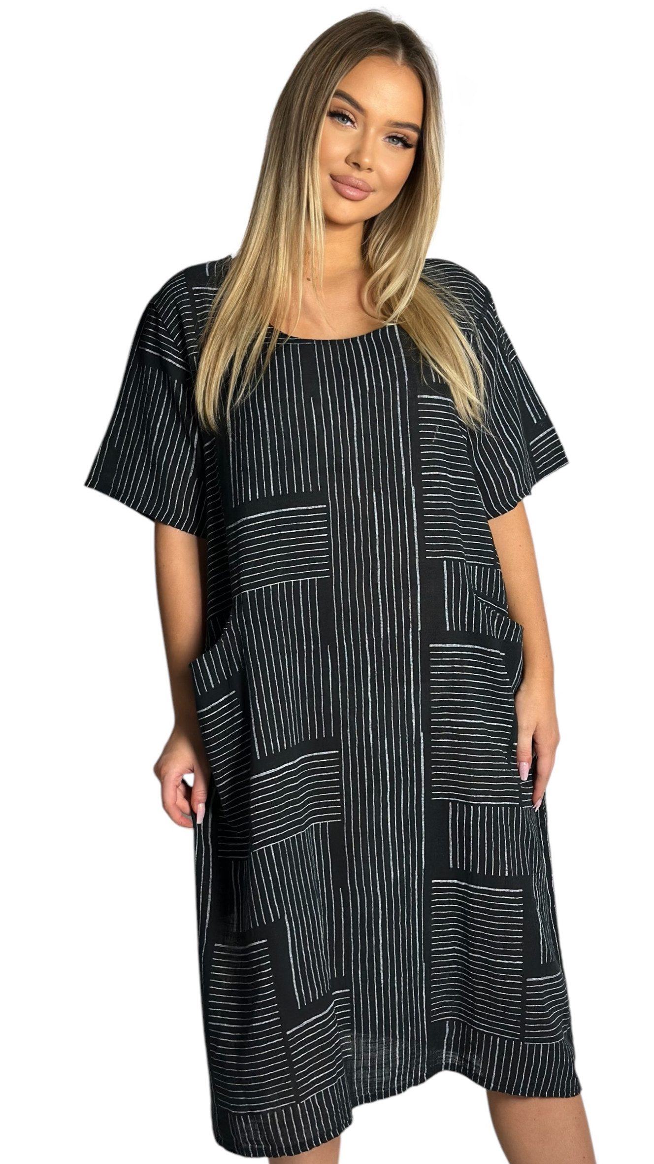 Mississhop Sommerkleid Baumwollkleid 100 % Baumwolle Casual Shirtkleid Strandkleid M.377