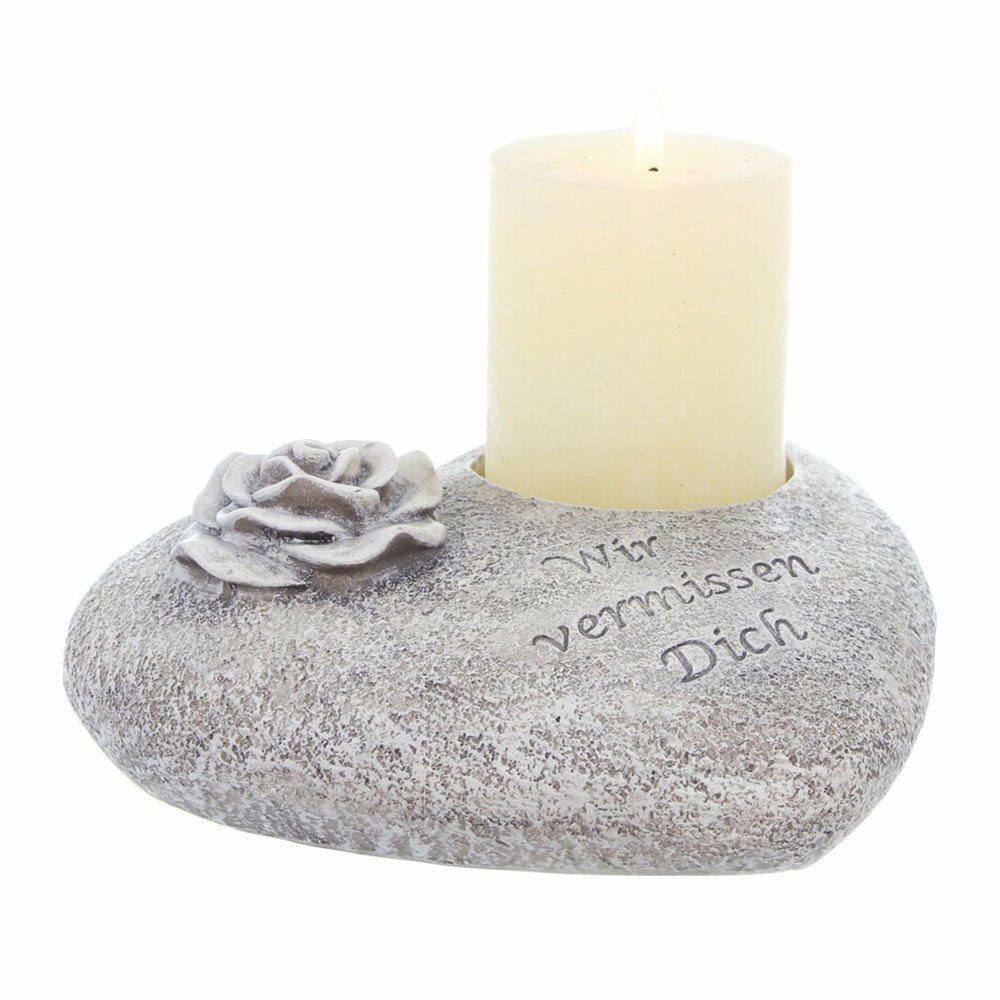 Home-trends24.de Grabkerze Grabschmuck Herz für Grab-Kerze Schriftzug Trauerherz Pflanzherz