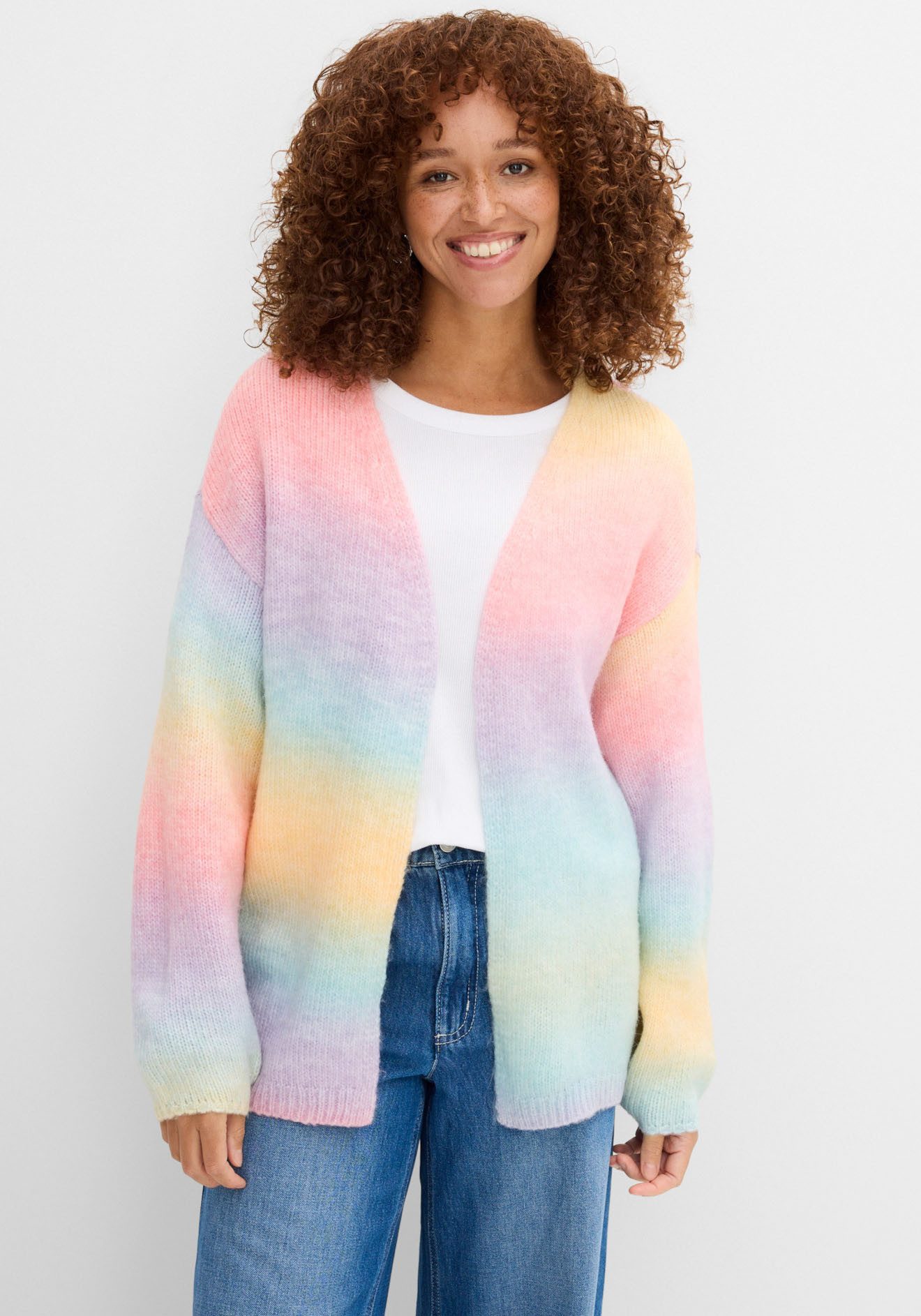 bonprix Strickjacke Oversize-Passform, Multicolour-Optik, offene Form