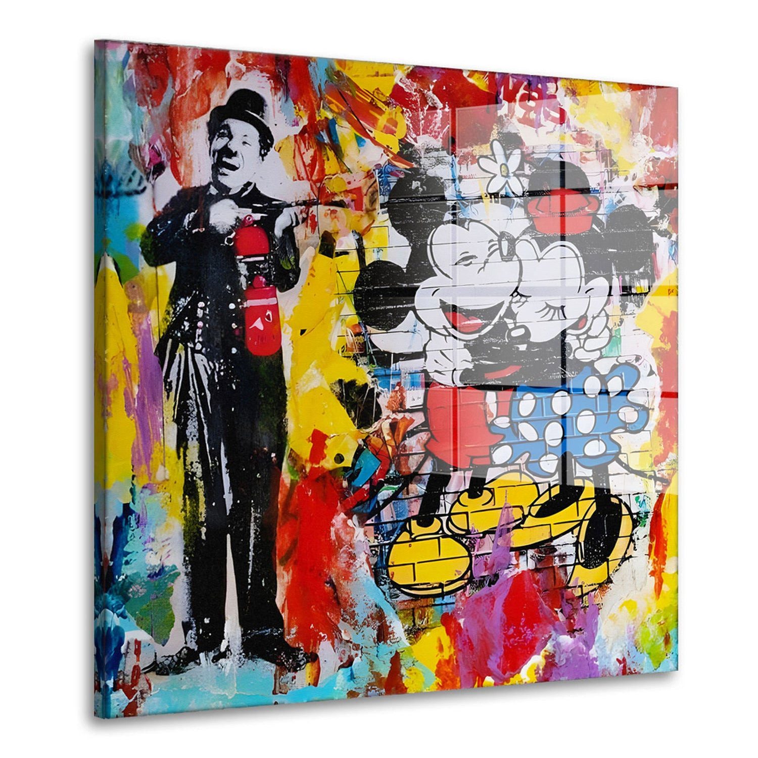 Acrylglasbild Pop Art Chaplin Comic Acrylglas Wandbild Bild Wanddeko Wohnzimmer XL