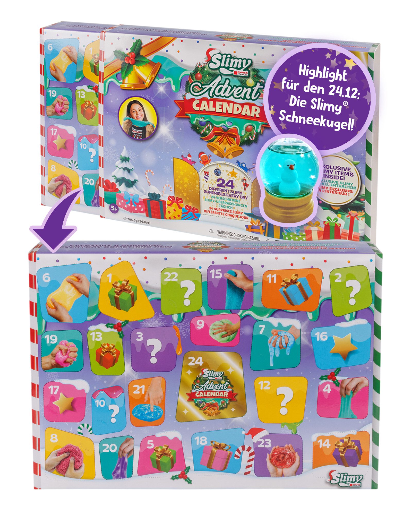 Slimy® Knete Adventskalender Limited Edition (1-tlg), mit 24 verschiedenen Slime Spielmassen