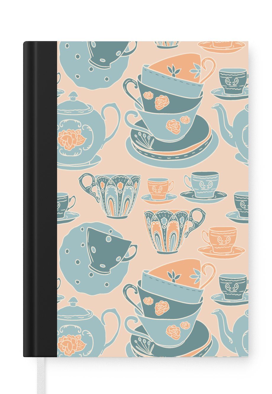 Haushaltsbuch 98 - Vintage Tee, - Muster Journal, - Tagebuch, Tasse Notizbuch A5, MuchoWow Merkzettel, Seiten, Notizheft,