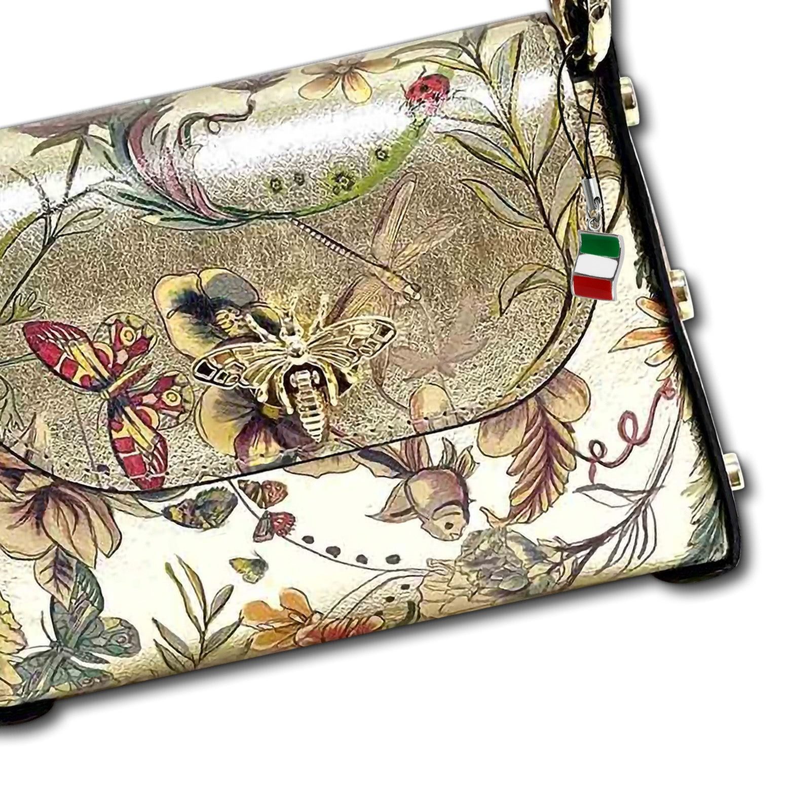 FLORENCE Umhängetasche Florence Tasche gold farbig Leder (Umhängetasche), Damen Umhängetasche Echtes Leder, gold, farbig ca. 14cm hoch – Bild 4 von 5