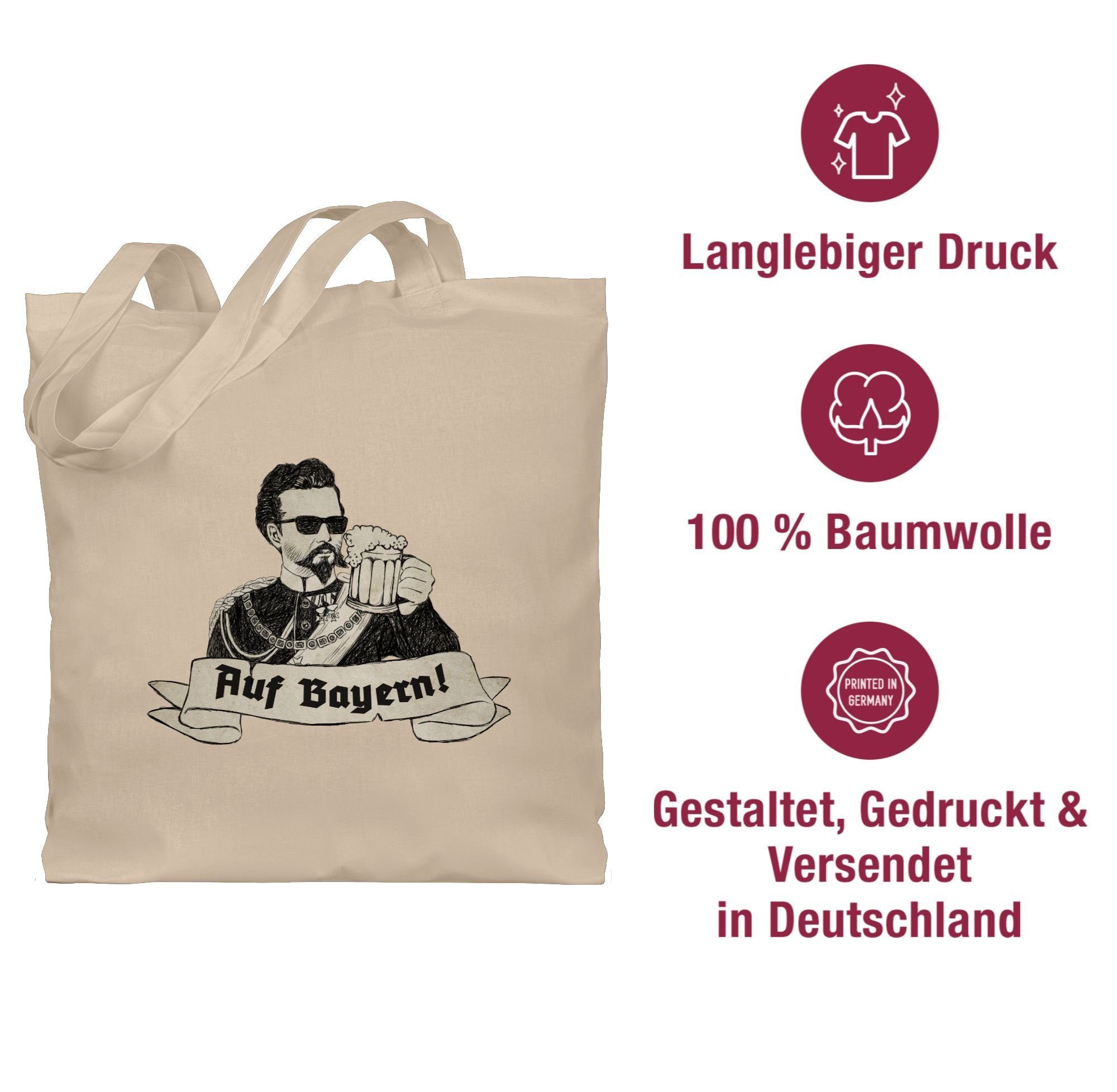 Bayern Shirtracer Ludwig - König Mode Tasche Naturweiß für Oktoberfest Umhängetasche Bayern Auf Prost, 2