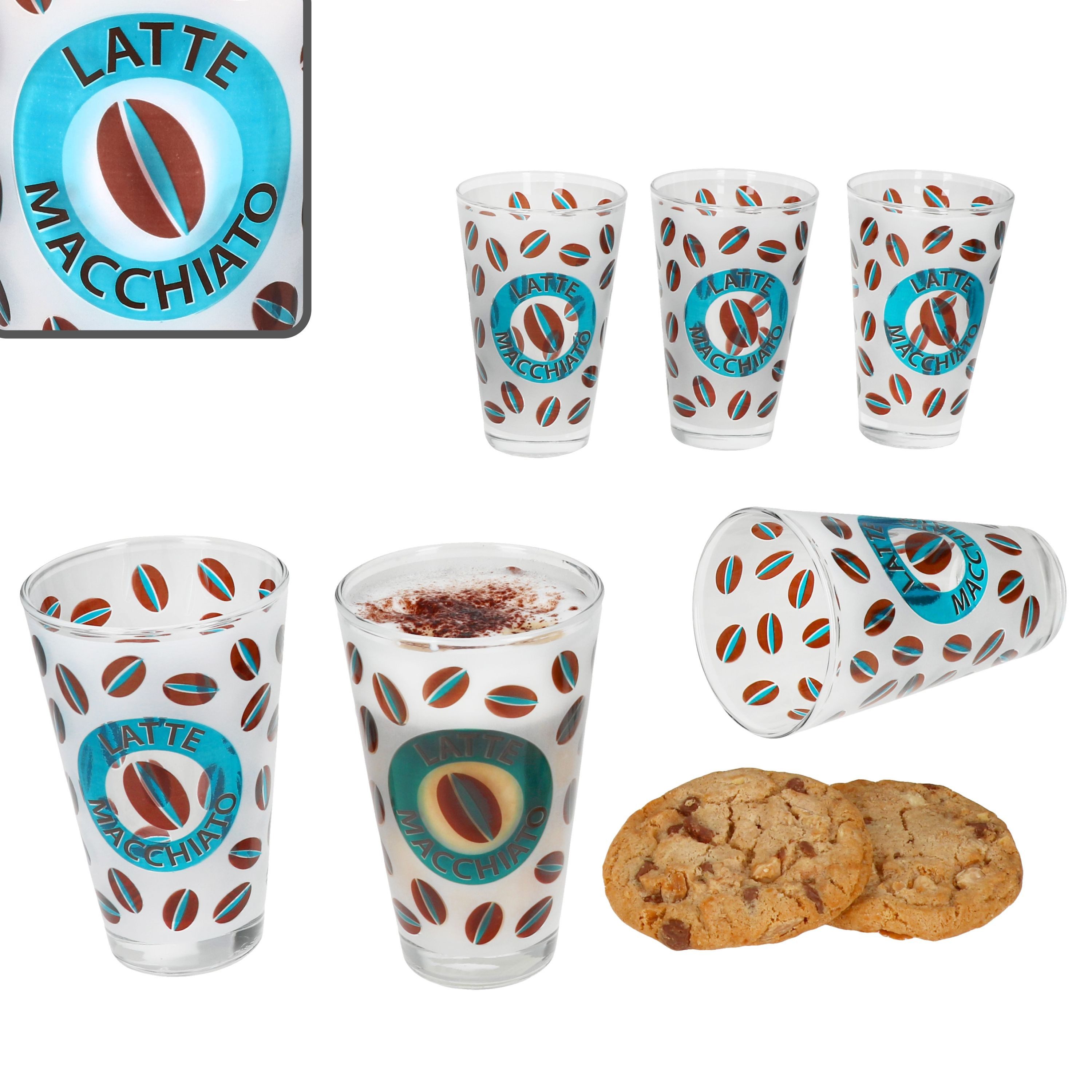 Ritzenhoff & Breker Latte-Macchiato-Glas Ritzenhoff 6x Cremona Latte Macchiato Стекло 240ml blau Eis-Kaffee, Glas