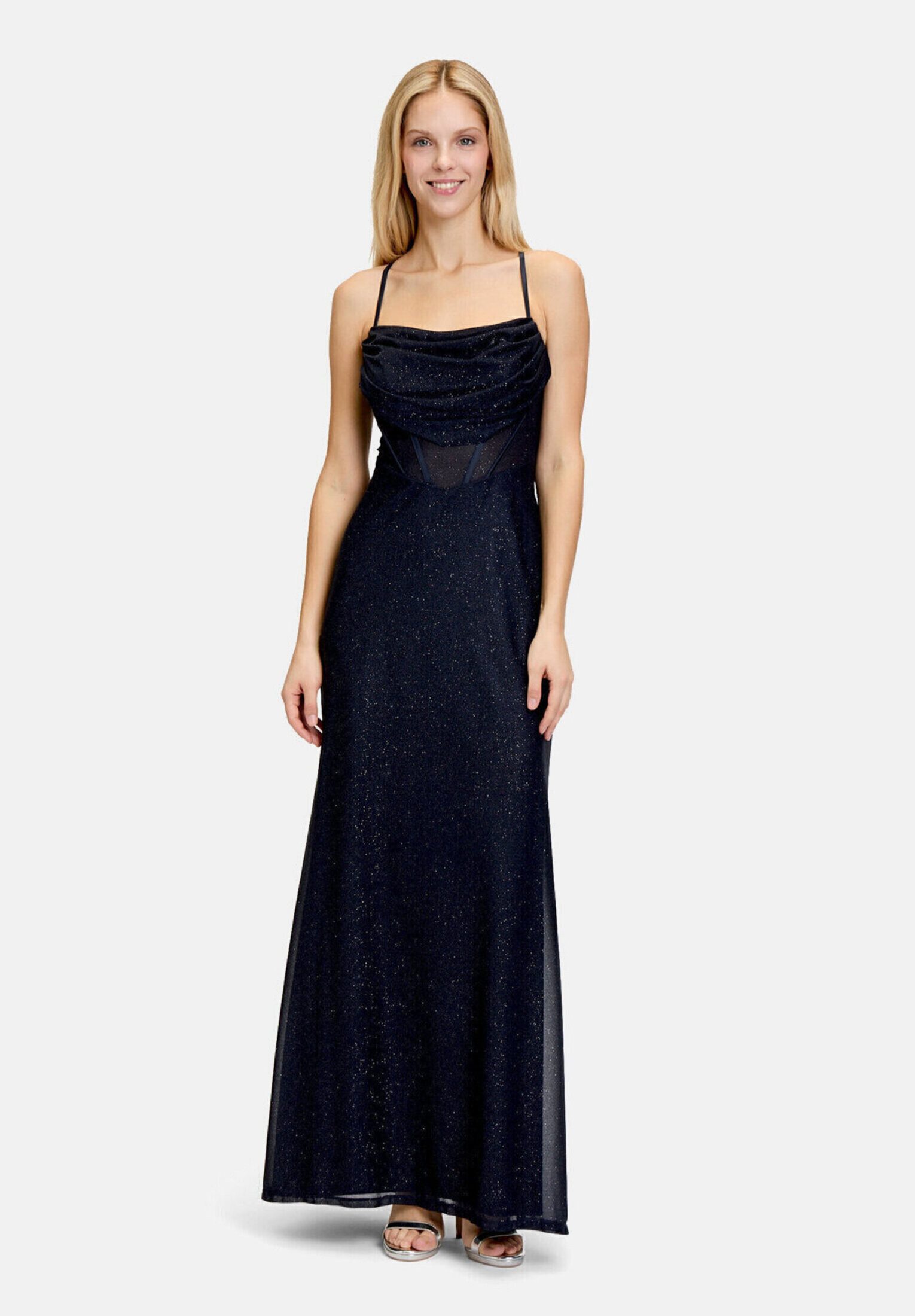 Vera Mont Abendkleid Damen im Glitzer-Look Transparent