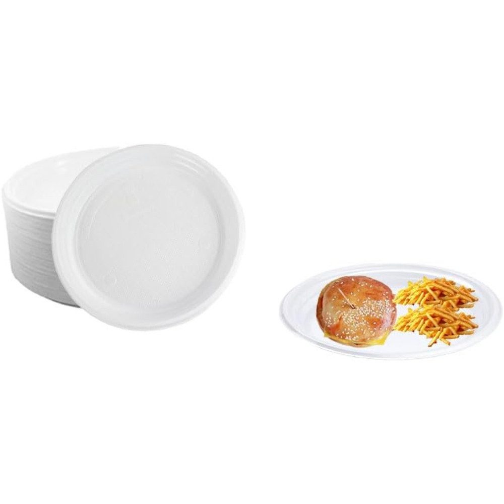 Lauroo Grillteller Mehrweg-Menüteller Ungeteilt – Ø22 cm Plastikteller 500 Stück, (500 St)