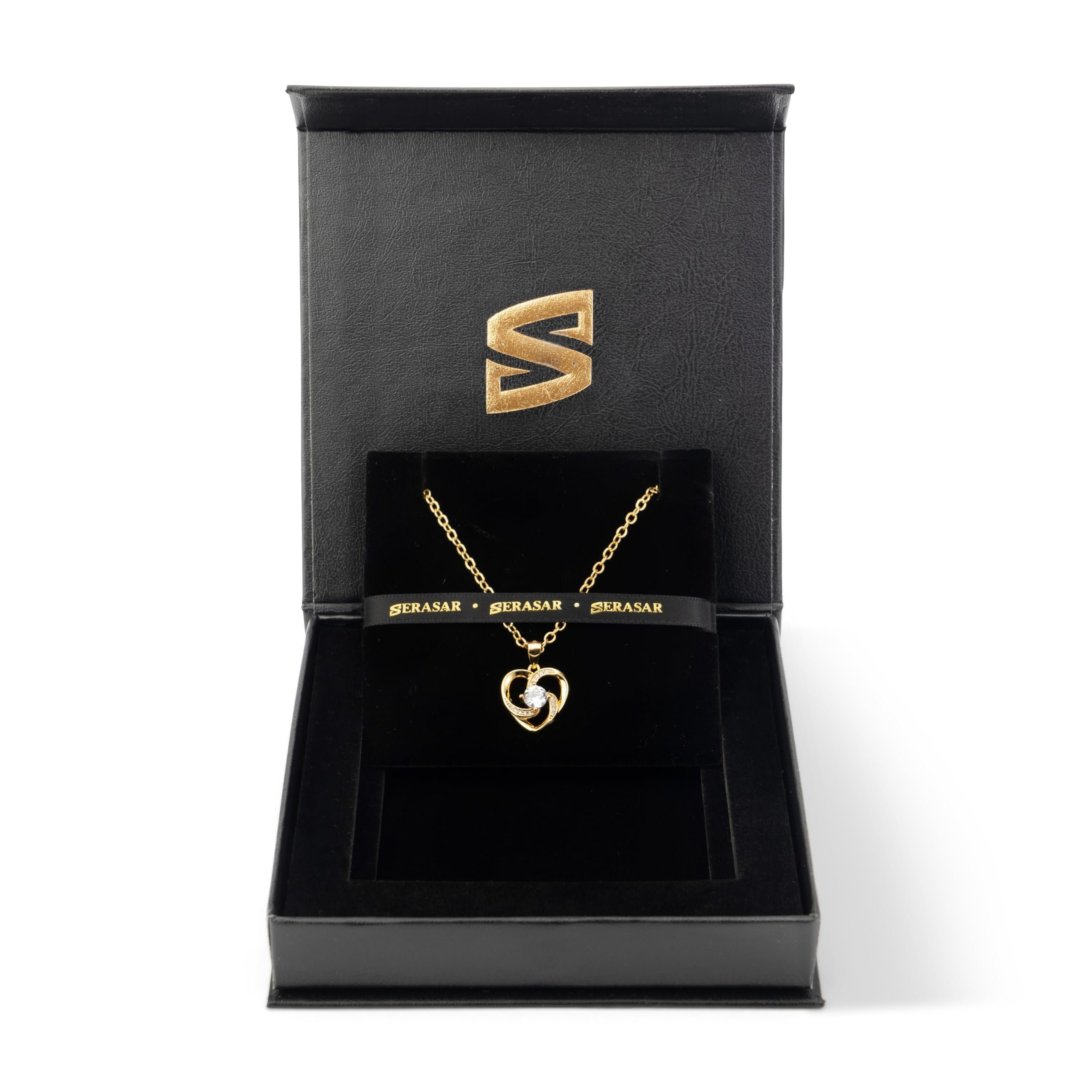 with [Emotion] Sterlingsilber 1-tlg), SERASAR 925 Gold Sterling necklace elegant, 18k Halskette casual, emotion (Classic, Ladies in aus Plating Lederband Silver