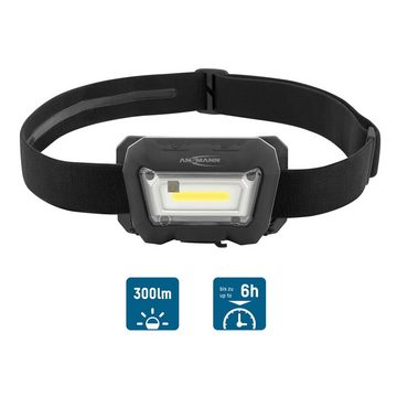 ANSMANN AG LED Stirnlampe Akku LED Kopflampe - Profi LED Stirnlampe mit 300 Lumen - IP65 Schutz