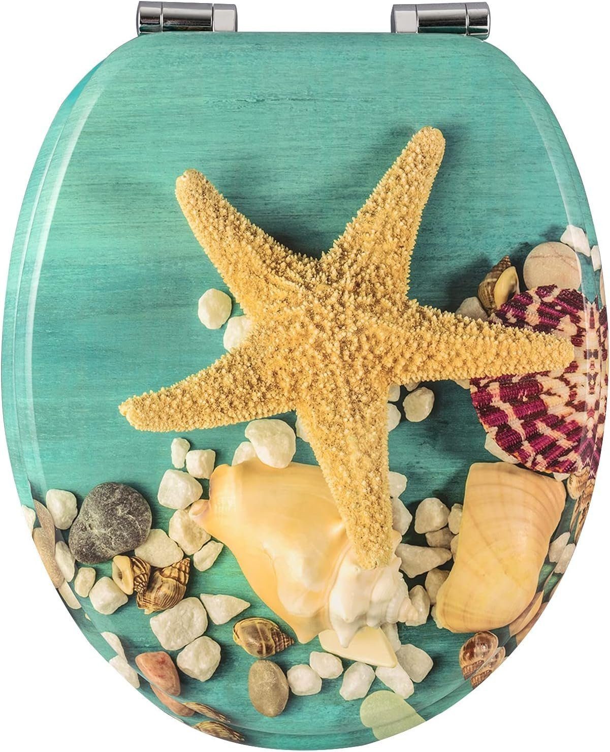 Woltu WC-Sitz (1-St), mit Absenkautomatik, MDF Holzkern, Softclose Scharnier